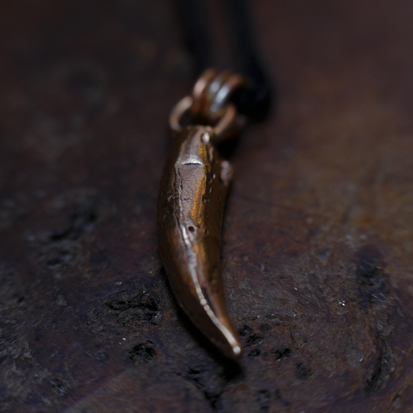 Brass Crocodile Tooth Pendant with Adjustable Hand Woven Style Necklace