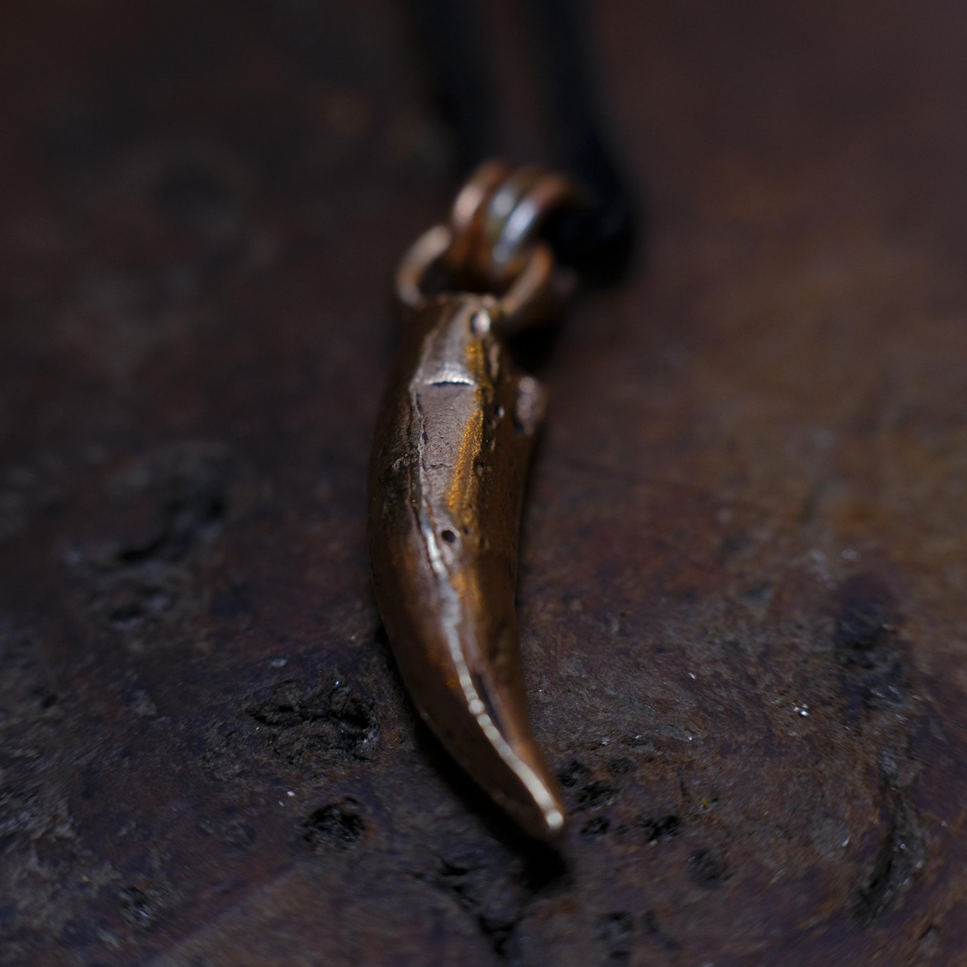 Brass Crocodile Tooth Pendant with Adjustable Hand Woven Style Necklace