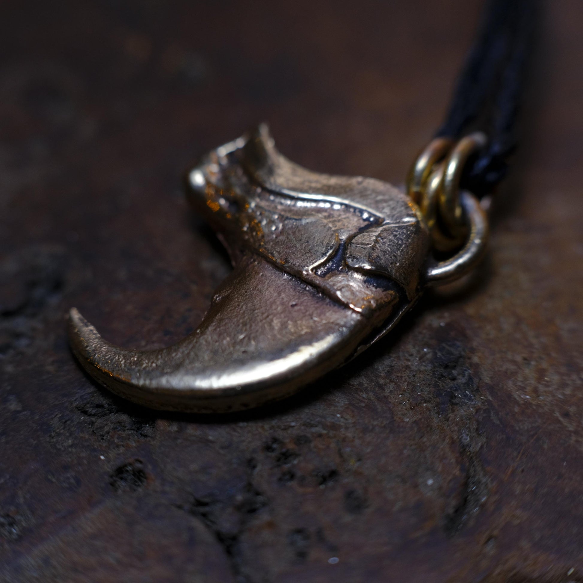 Brass Tiger Claw Pendant with Adjustable Hand Woven Style Necklace