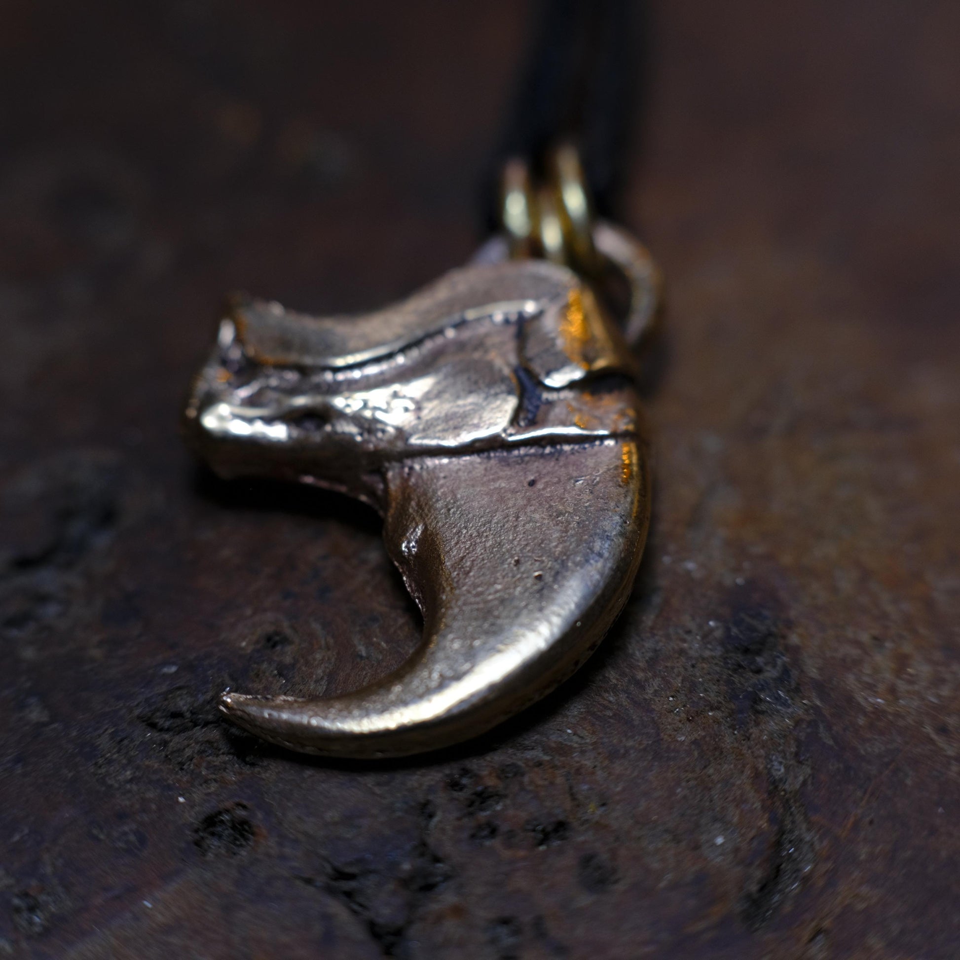 Brass Tiger Claw Pendant with Adjustable Hand Woven Style Necklace