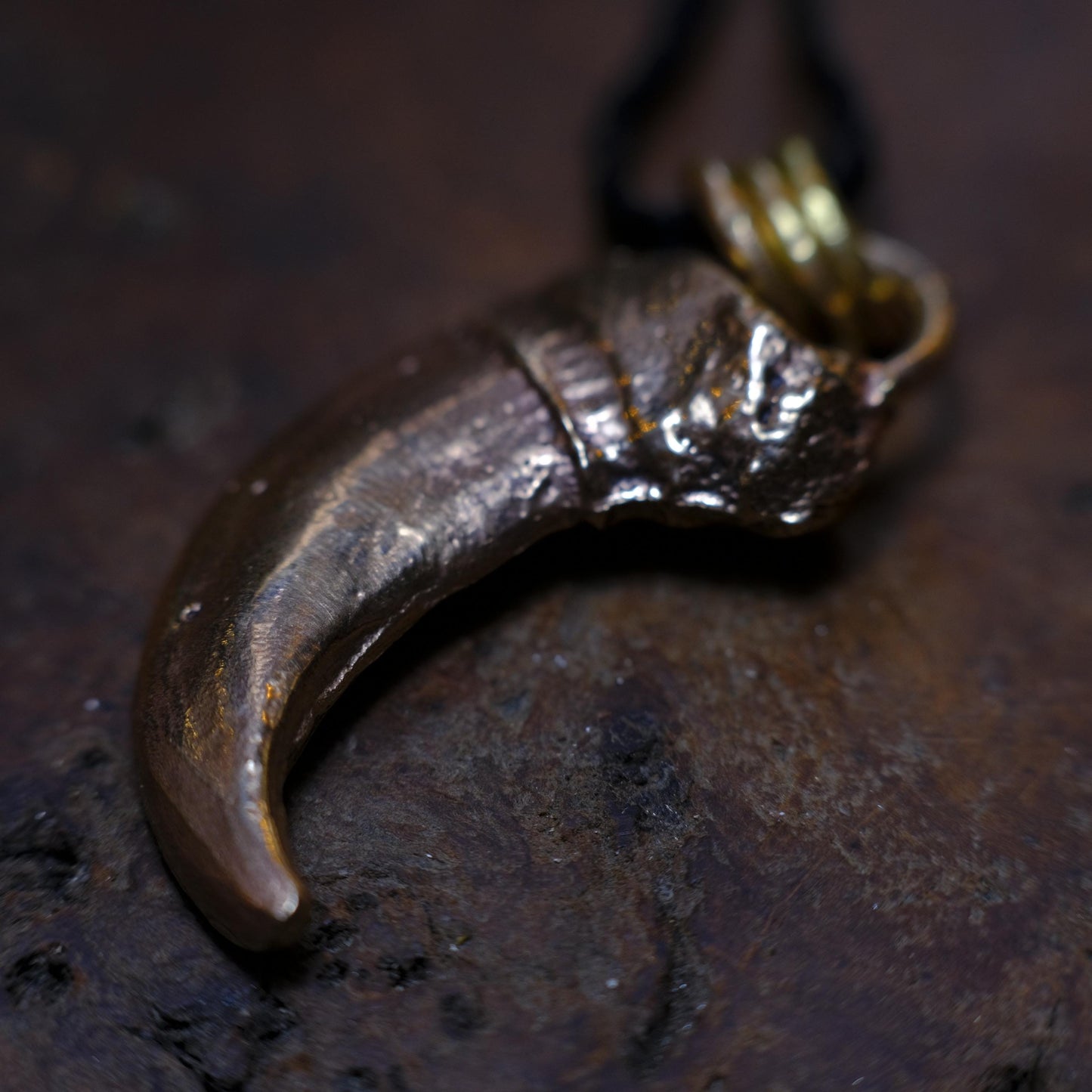Brass Bear Claw Pendant with Adjustable Hand Woven Style Necklace