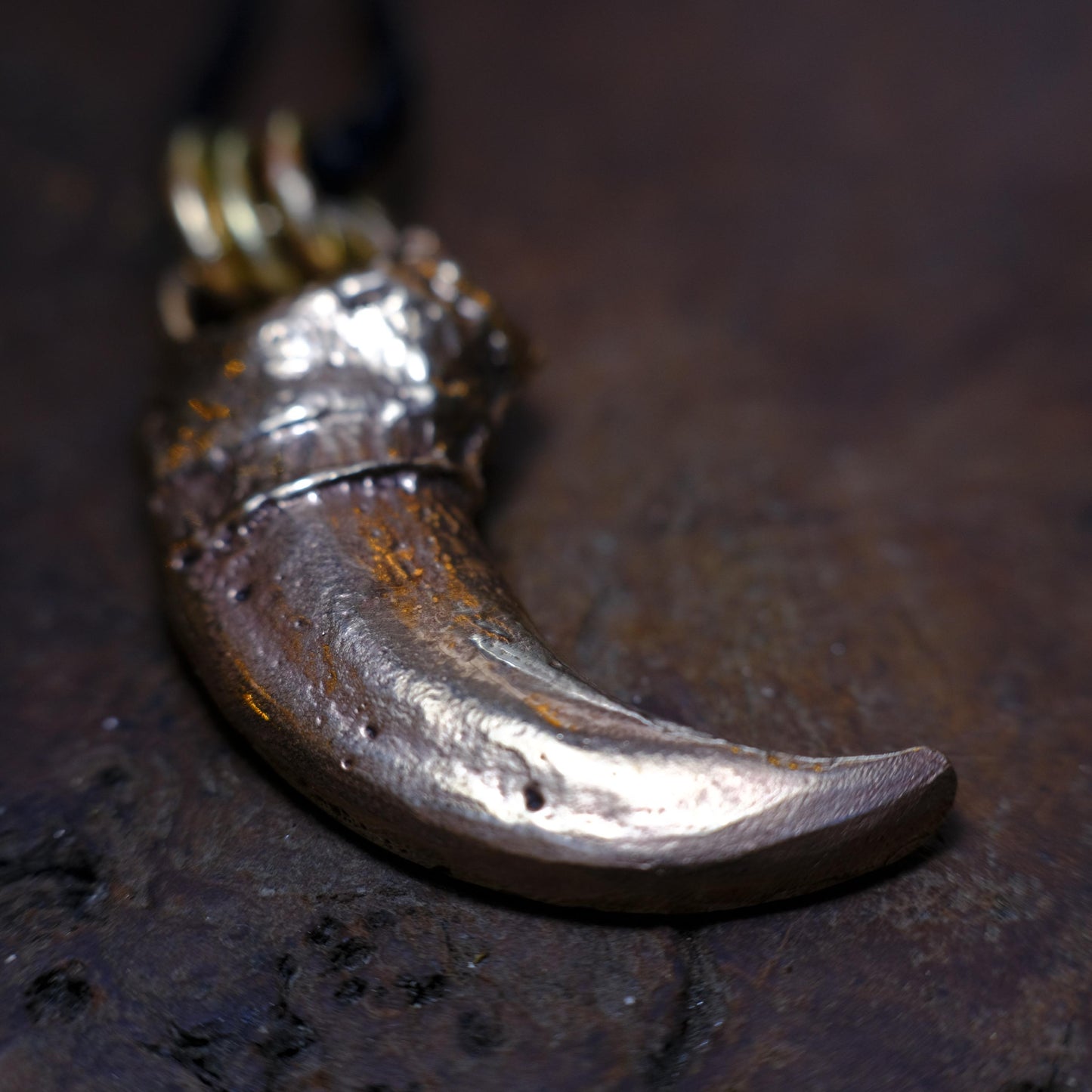 Brass Bear Claw Pendant with Adjustable Hand Woven Style Necklace