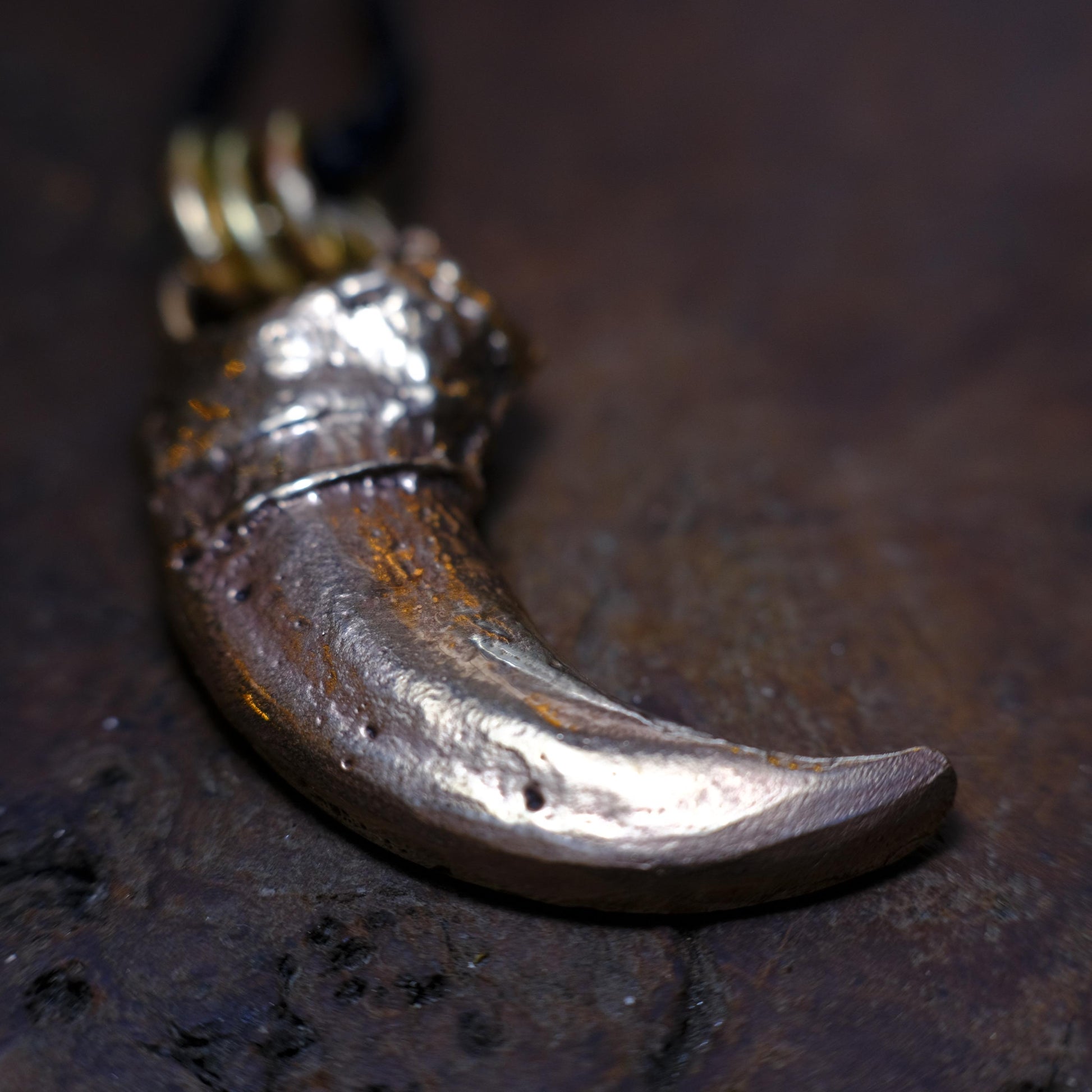 Brass Bear Claw Pendant with Adjustable Hand Woven Style Necklace