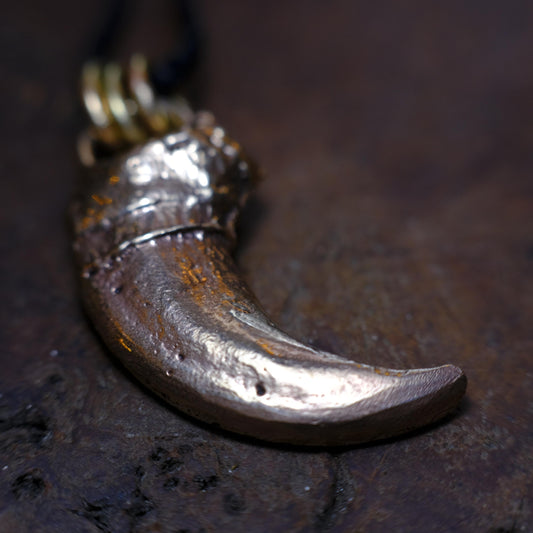 Brass Bear Claw Pendant with Adjustable Hand Woven Style Necklace