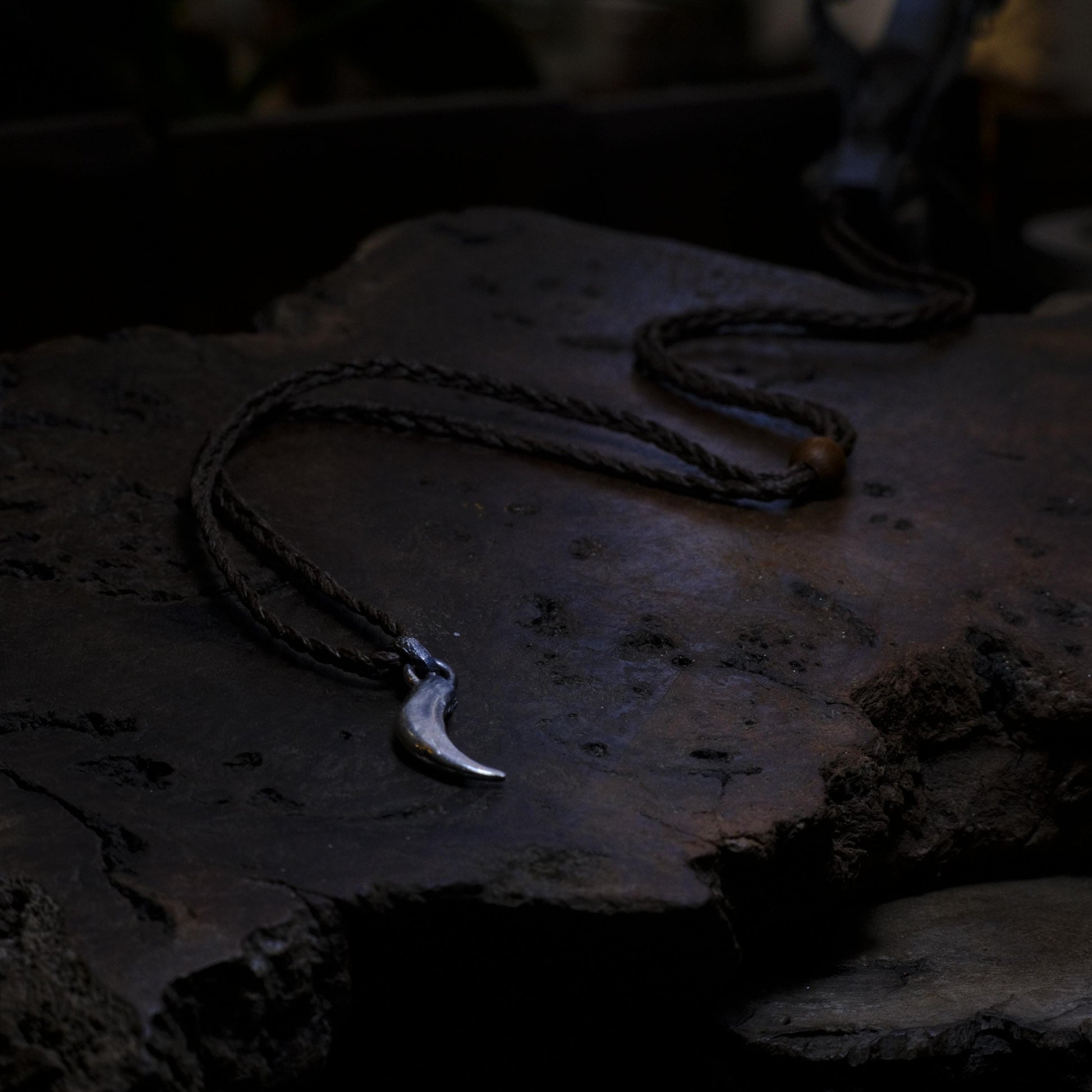 Silver Wedge Tailed Eagle Talon Small Pendant with Adjustable Hand Woven Style Necklace