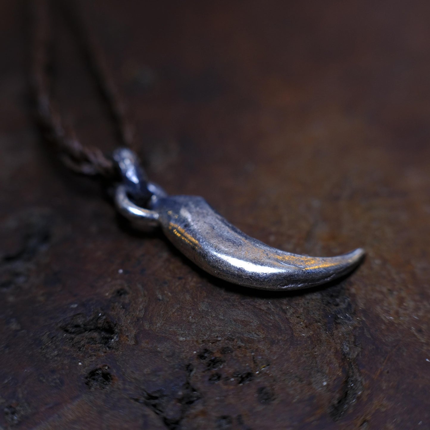 Silver Wedge Tailed Eagle Talon Small Pendant with Adjustable Hand Woven Style Necklace