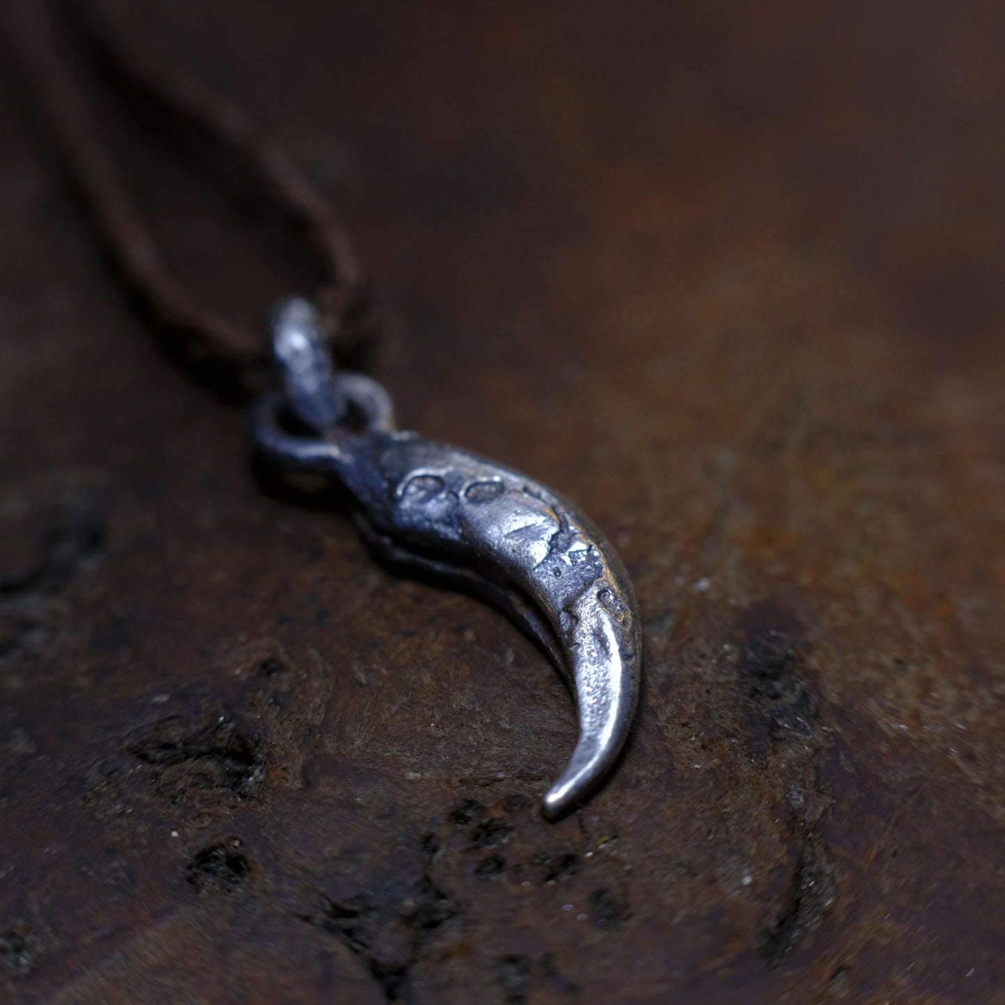 Silver Wedge Tailed Eagle Talon Small Pendant with Adjustable Hand Woven Style Necklace