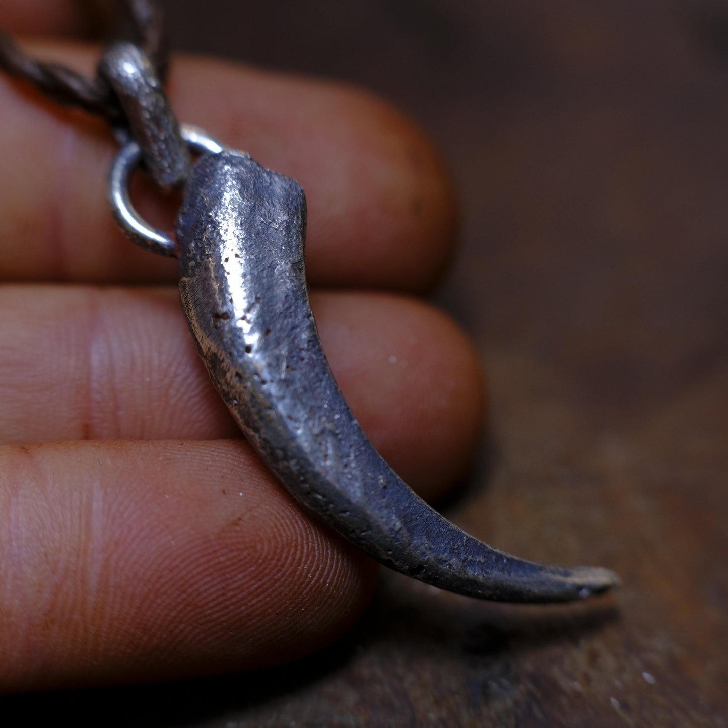 Silver Wedge Tailed Eagle Talon Large Pendant with Adjustable Hand Woven Style Necklace