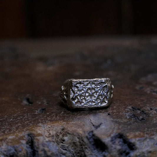 Brass Metatron's Cube Sacred Geometry Ring