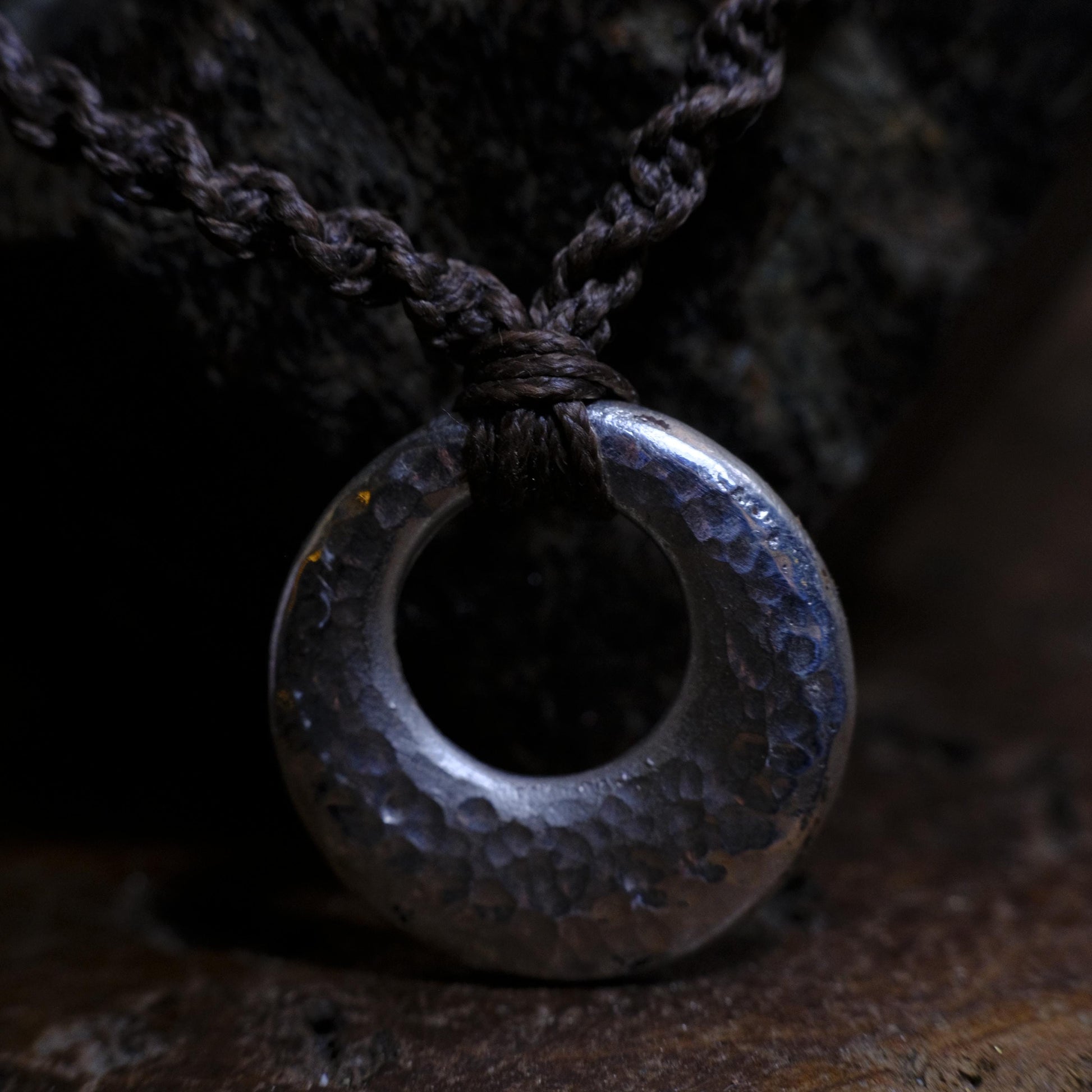 Hand Made Lunar Inspired Sterling Silver Pendant on Macrame Necklace