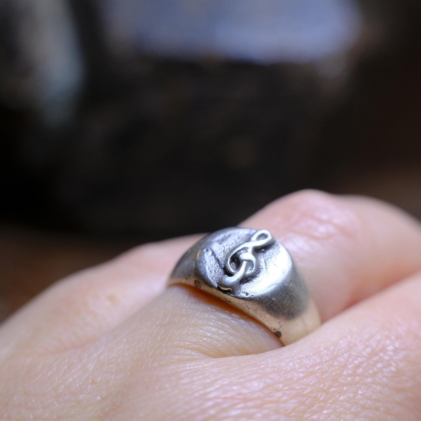 Treble Clef Signet Signet Ring in Brass or Sterling Silver US Size 6.5