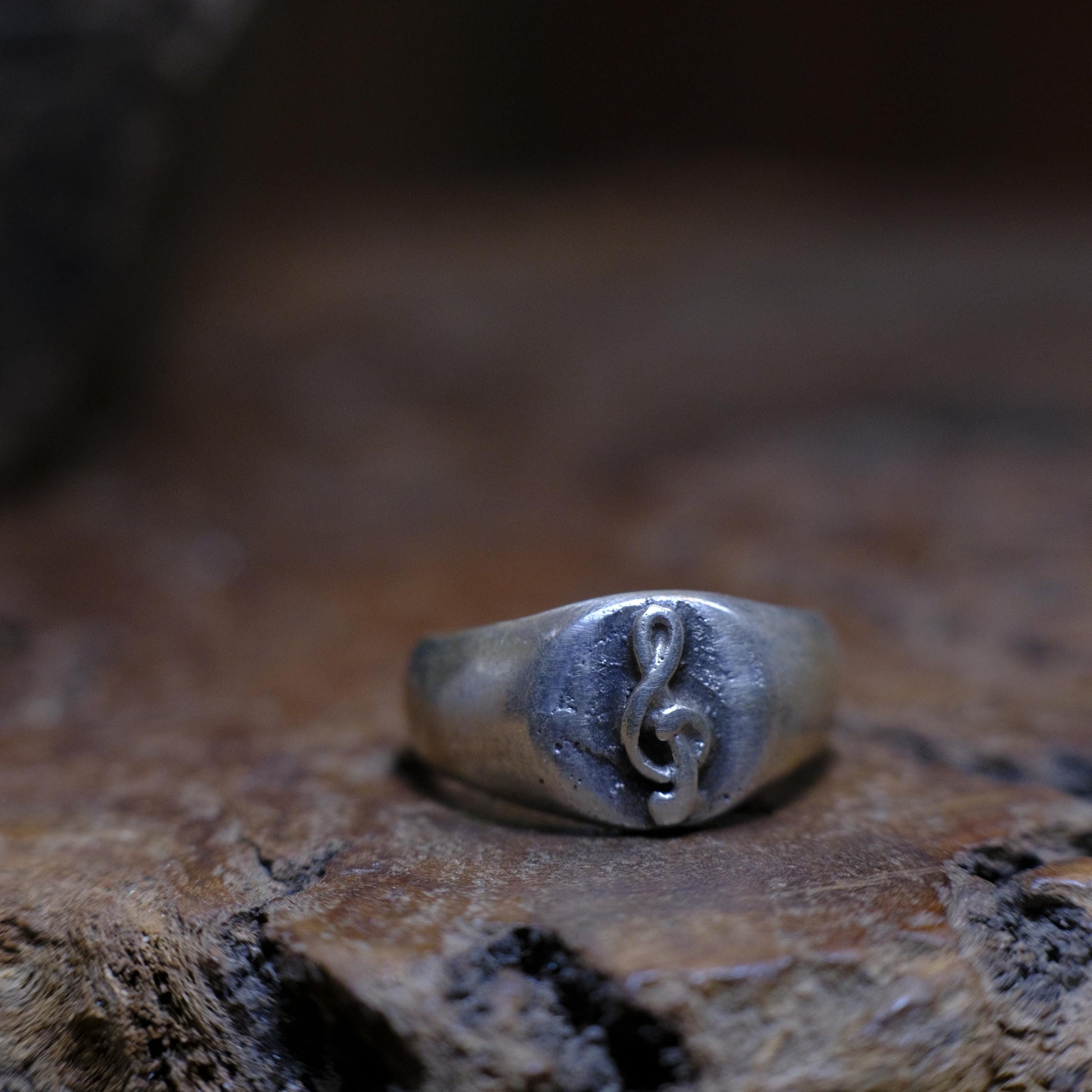 Treble Clef Signet Signet Ring in Brass or Sterling Silver US Size 6.5