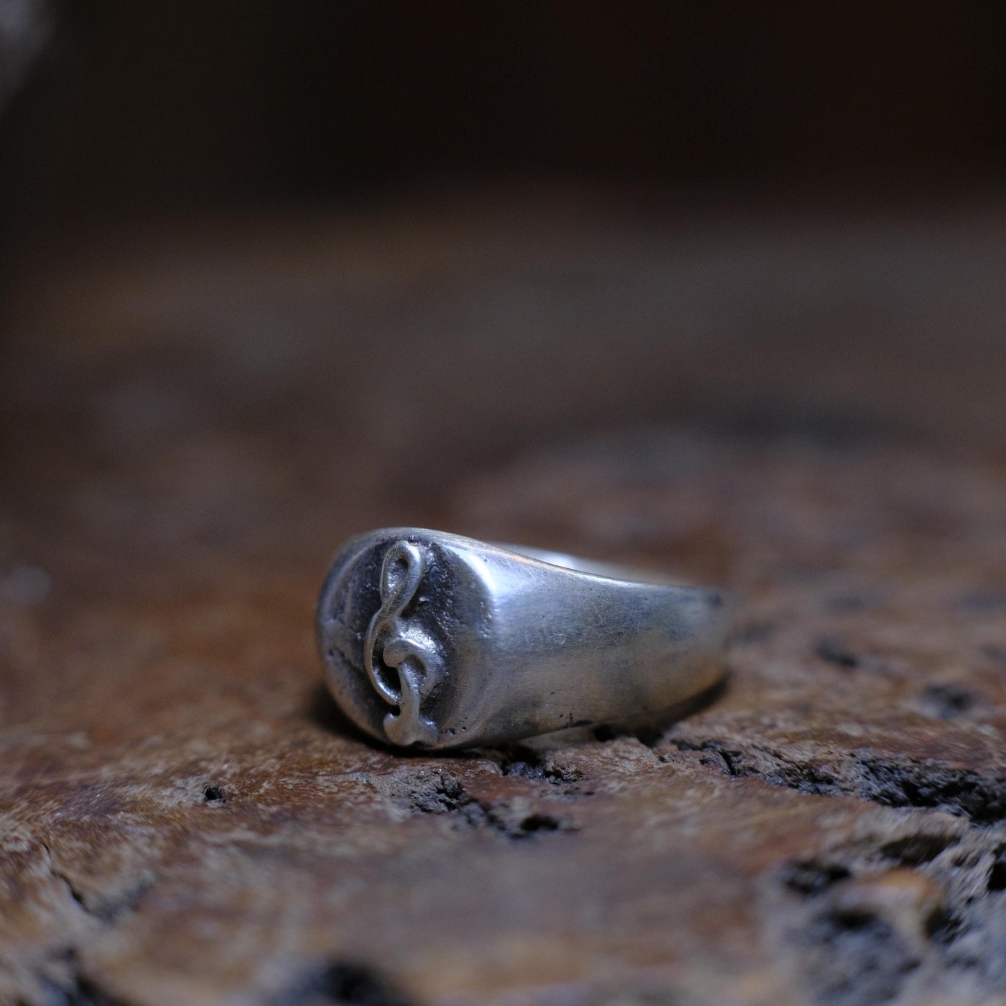 Treble Clef Signet Signet Ring in Brass or Sterling Silver US Size 6.5