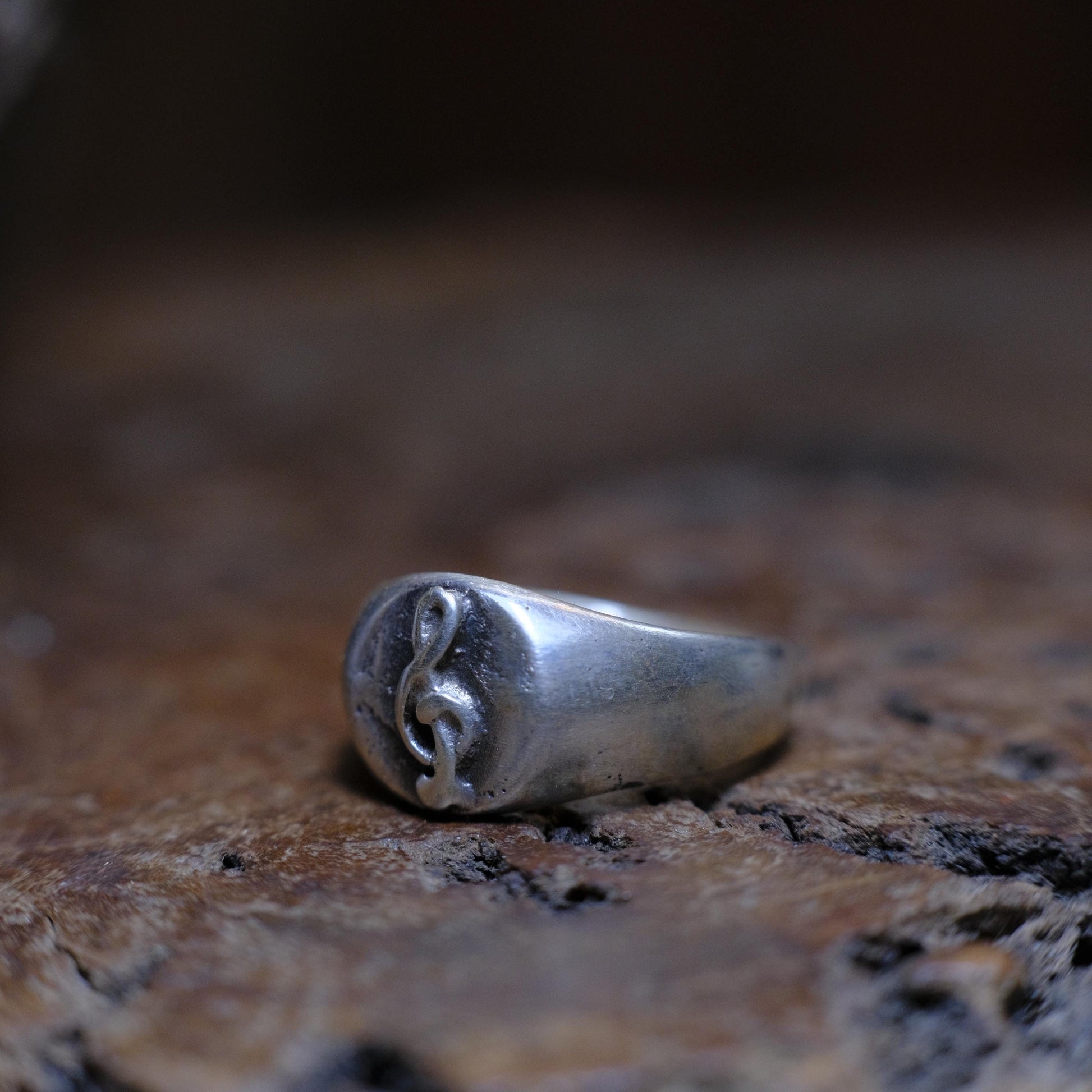 Treble Clef Signet Signet Ring in Brass or Sterling Silver US Size 6.5