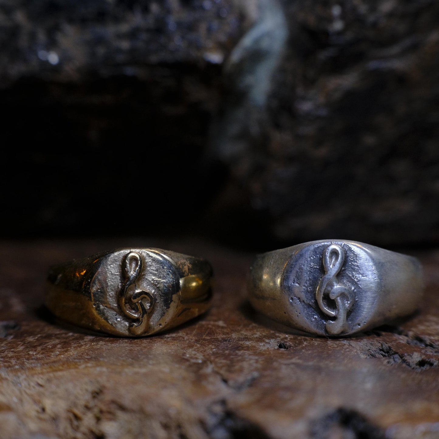 Treble Clef Signet Signet Ring in Brass or Sterling Silver US Size 6.5