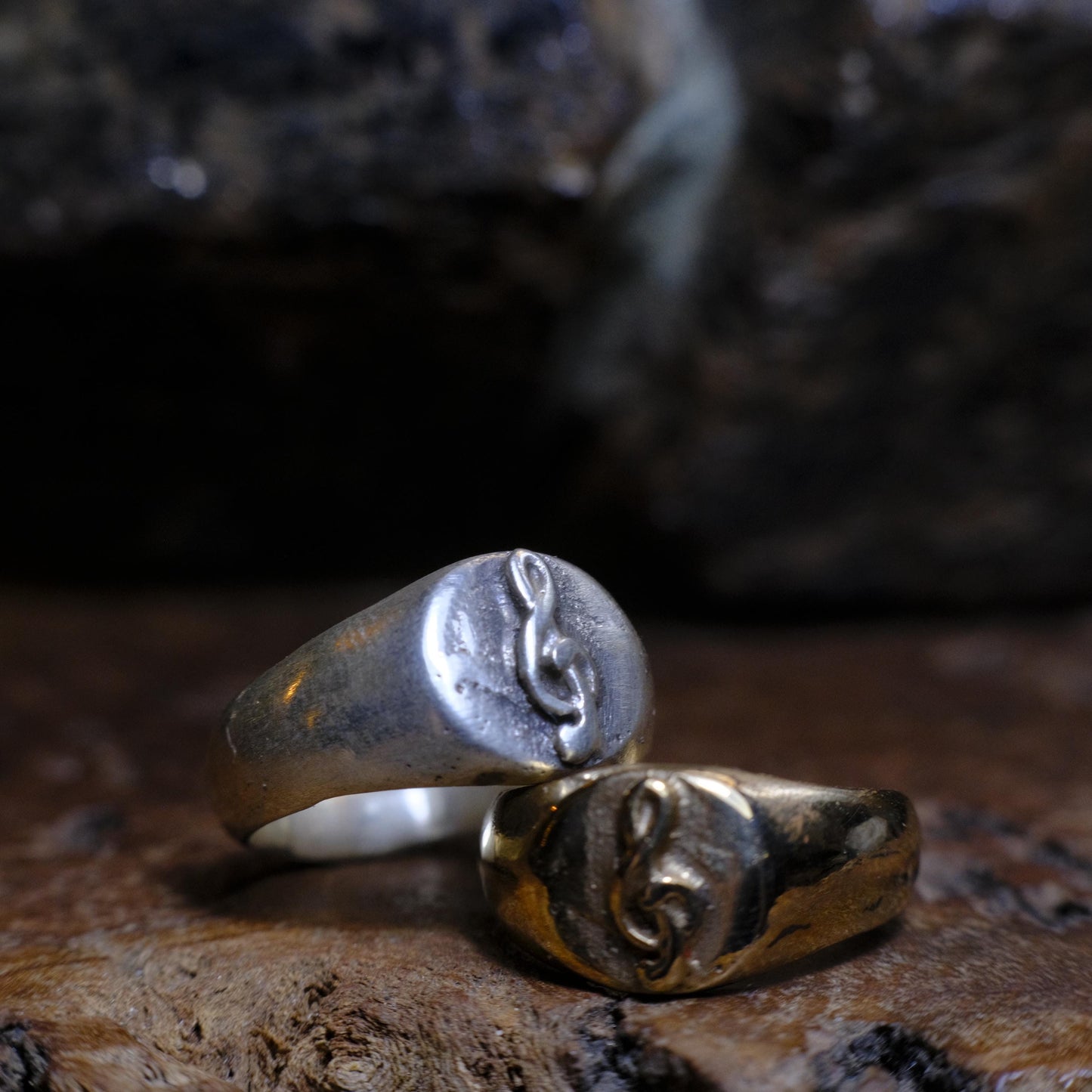 Treble Clef Signet Signet Ring in Brass or Sterling Silver US Size 6.5