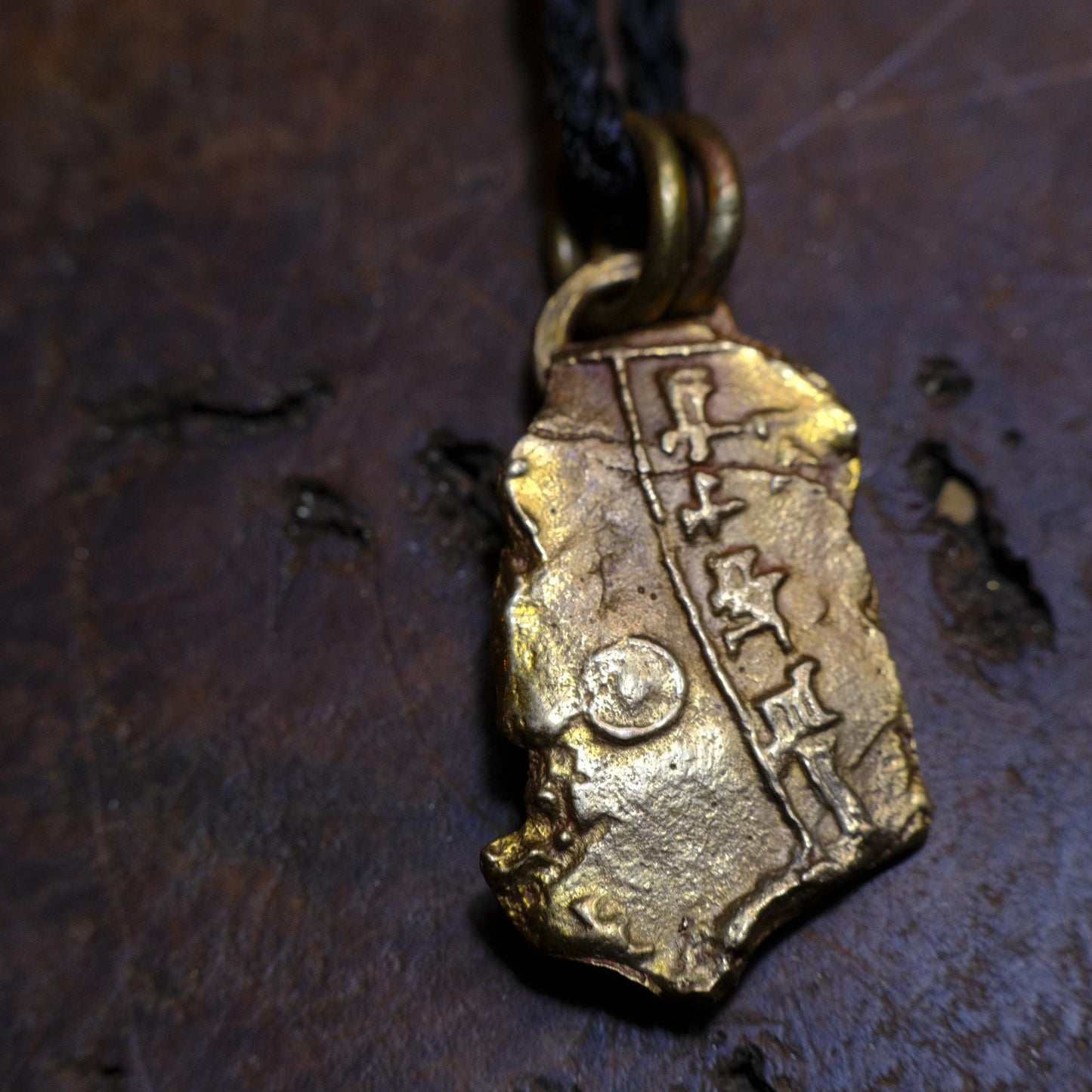 Ancient Assyrian Cuneiform Brass Pendant Necklace