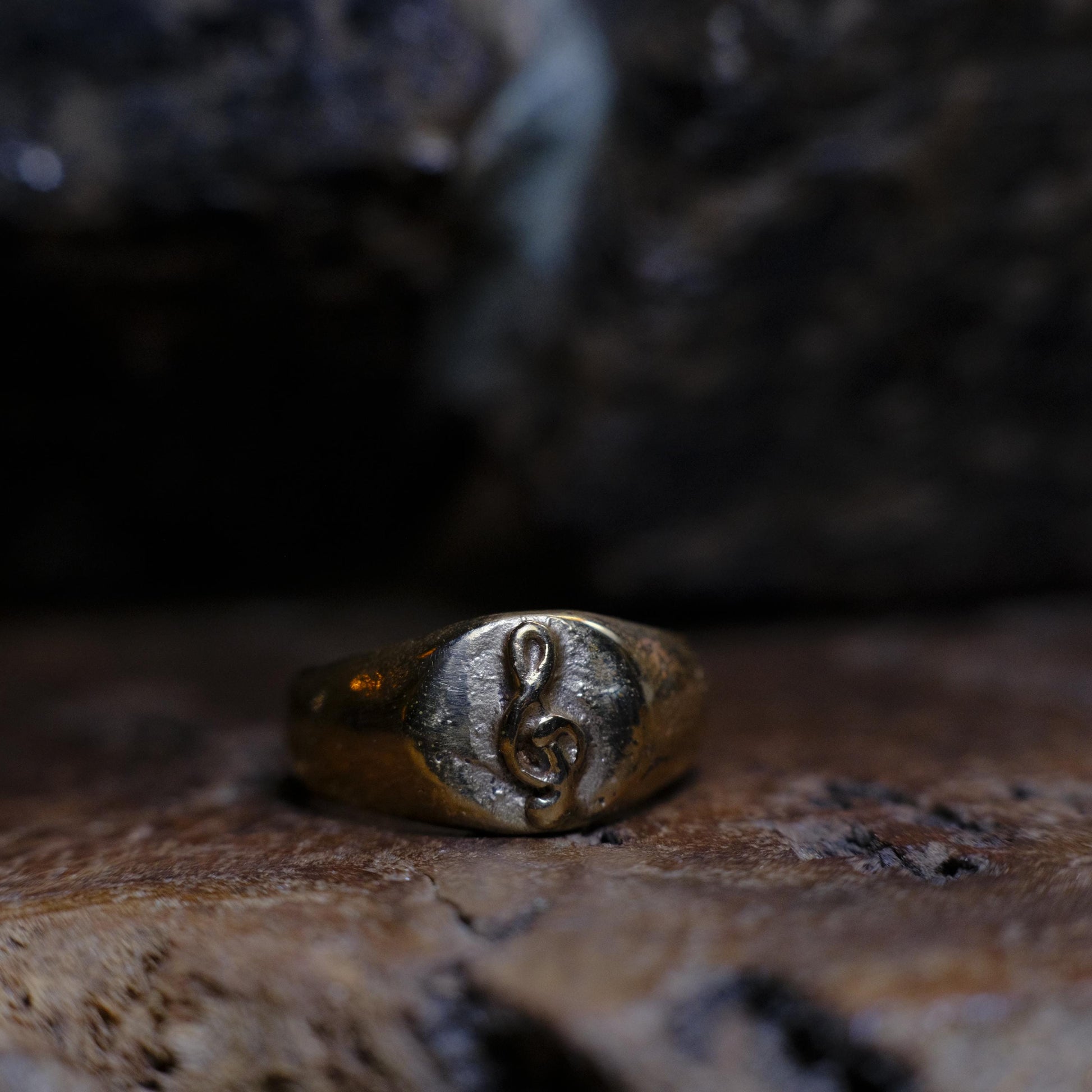 Treble Clef Signet Signet Ring in Brass or Sterling Silver US Size 6.5