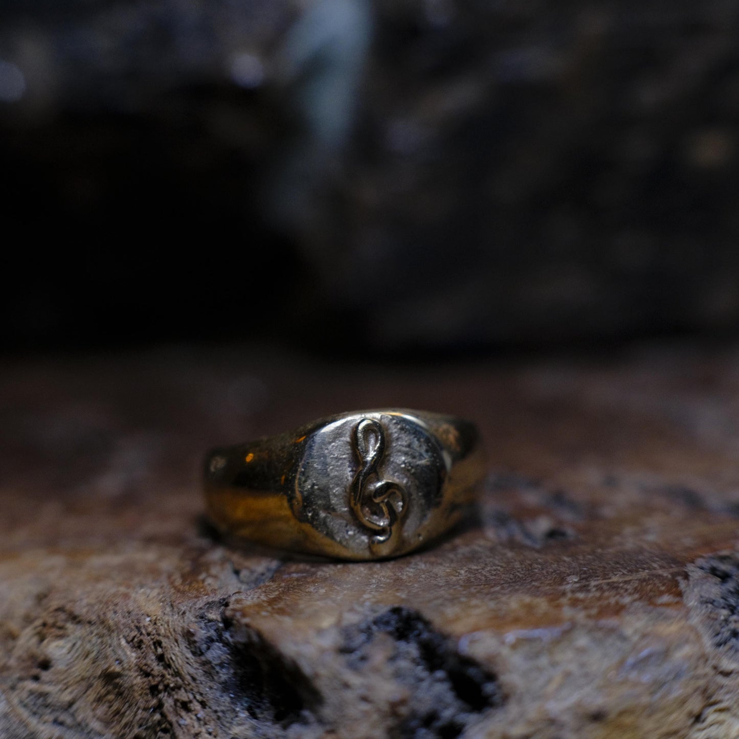 Treble Clef Signet Signet Ring in Brass or Sterling Silver US Size 6.5