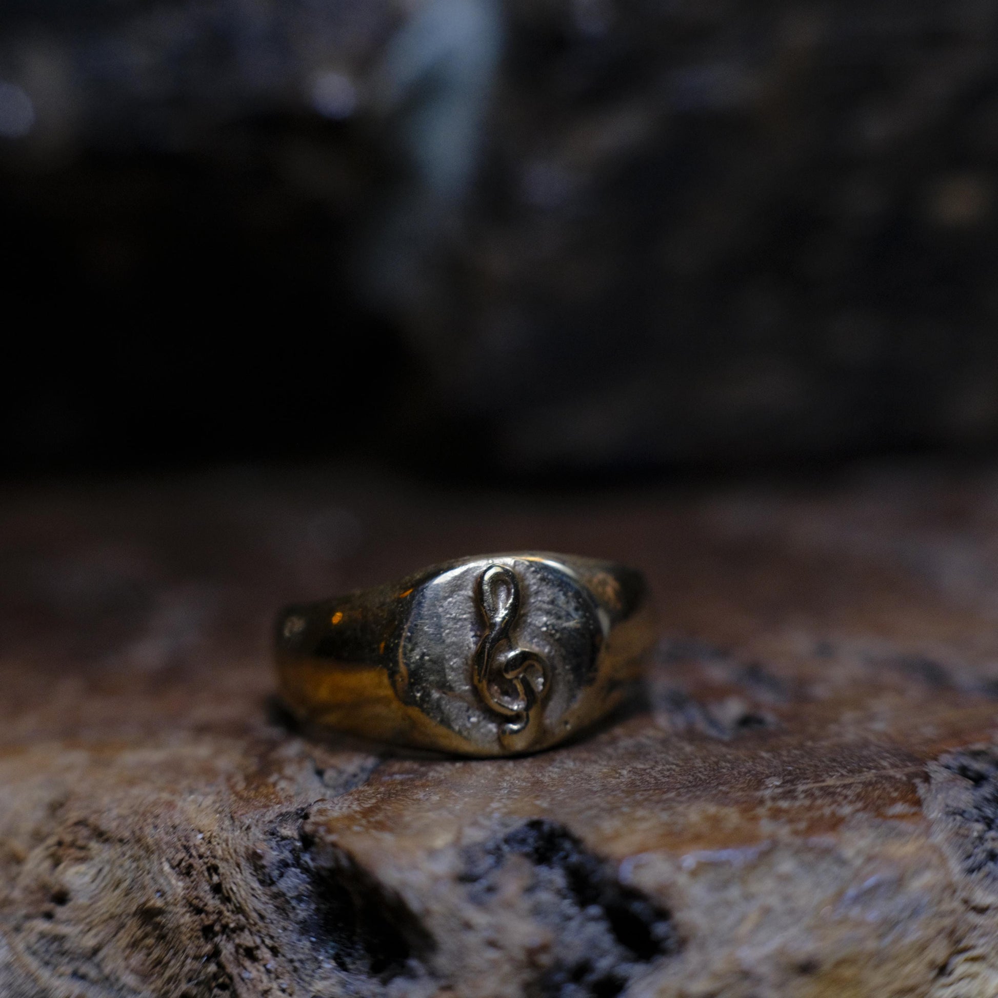 Treble Clef Signet Signet Ring in Brass or Sterling Silver US Size 6.5