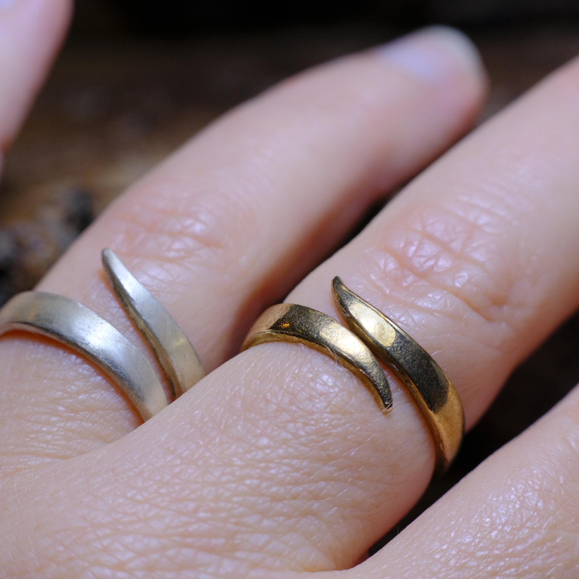 Sterling Silver and Brass Handcrafted Rings in Various Sizes