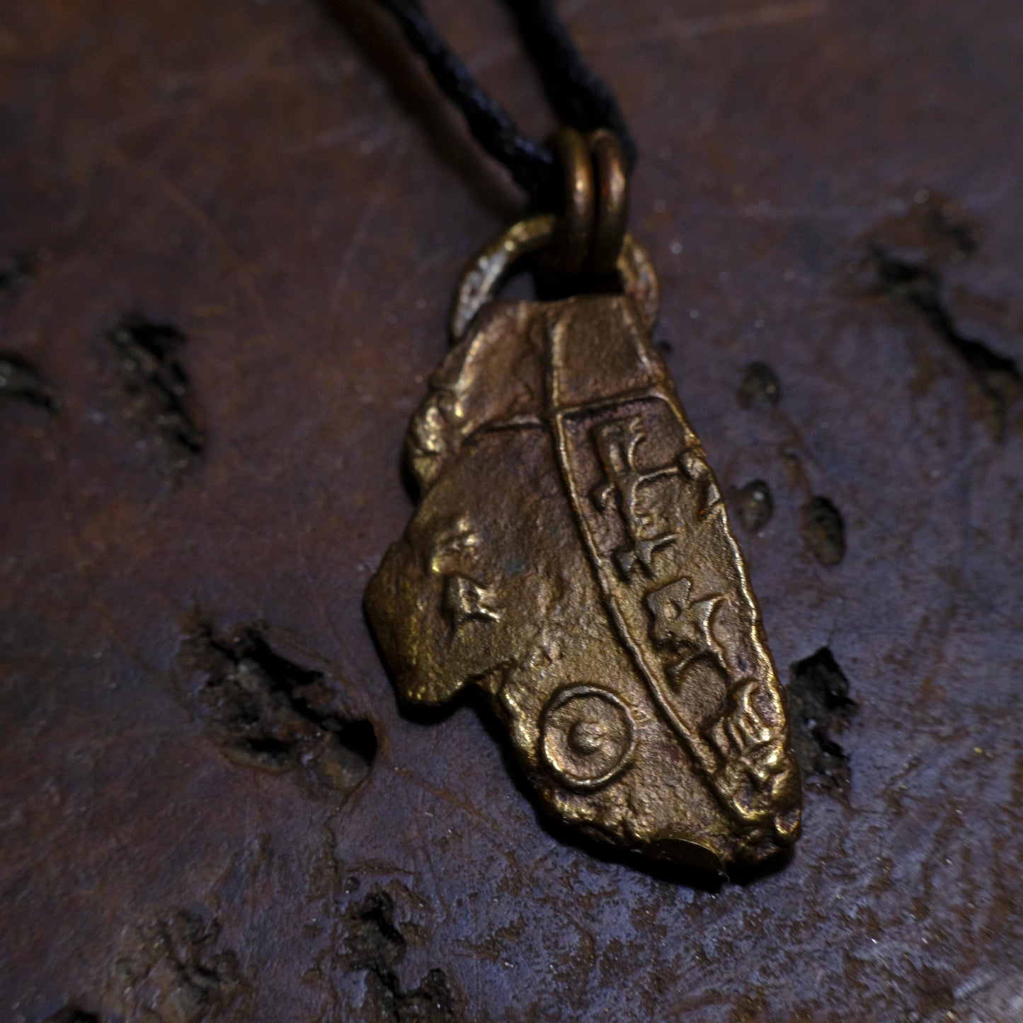 Ancient Assyrian Cuneiform Brass Pendant Necklace