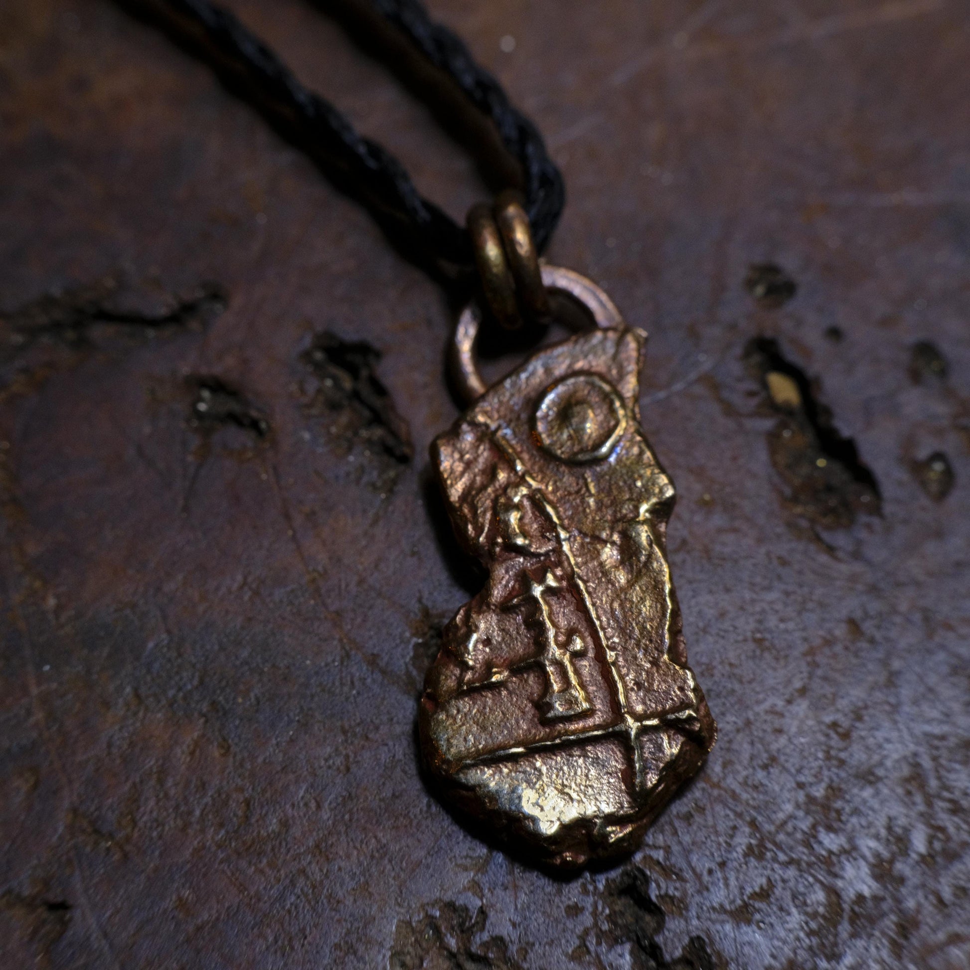 Ancient Assyrian Cuneiform Brass Pendant Necklace