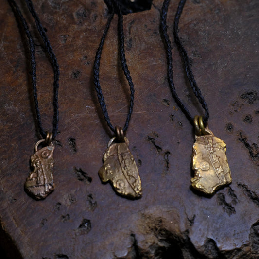 Ancient Assyrian Cuneiform Brass Pendant Necklace