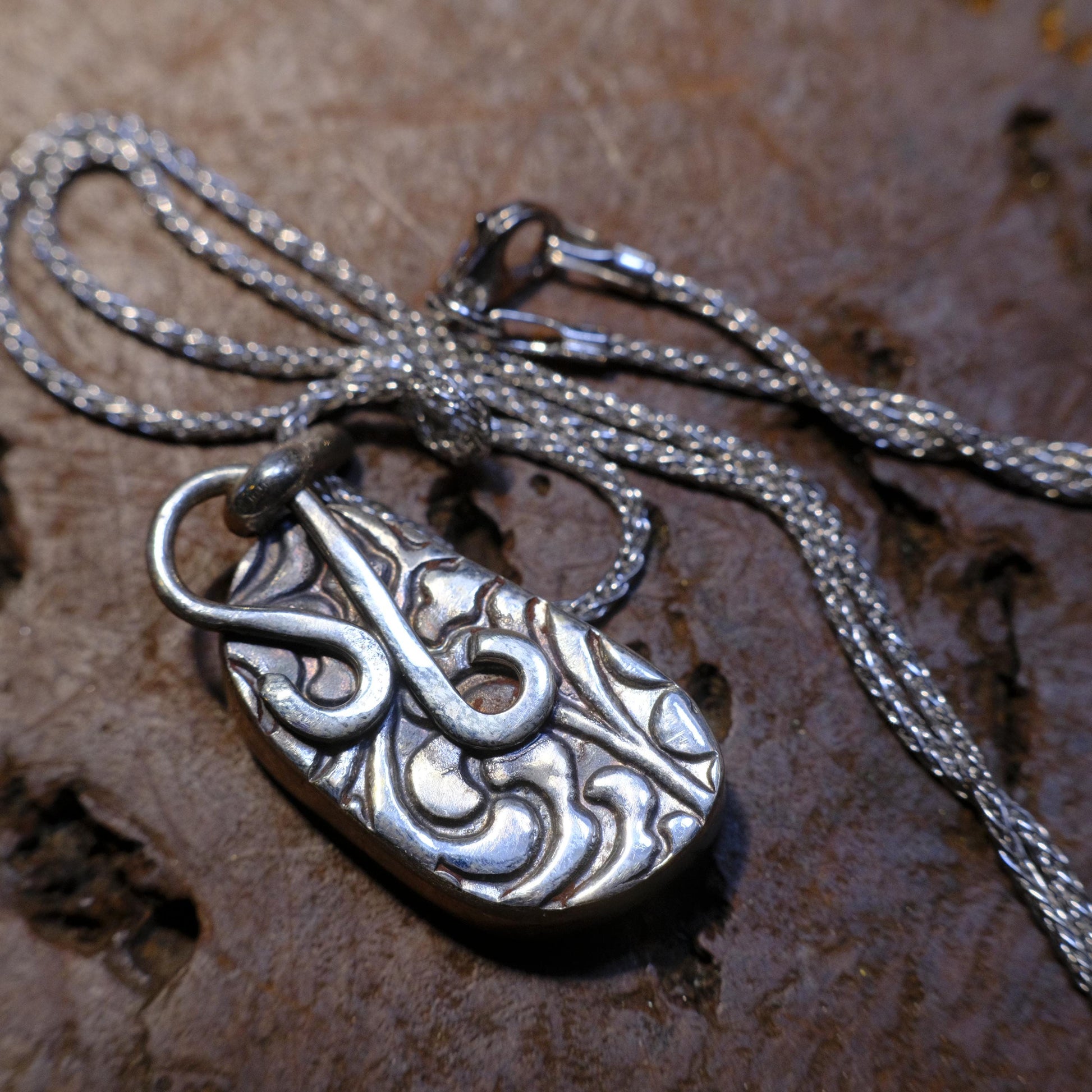 Boulder Opal Set in Sterling Silver with Chain