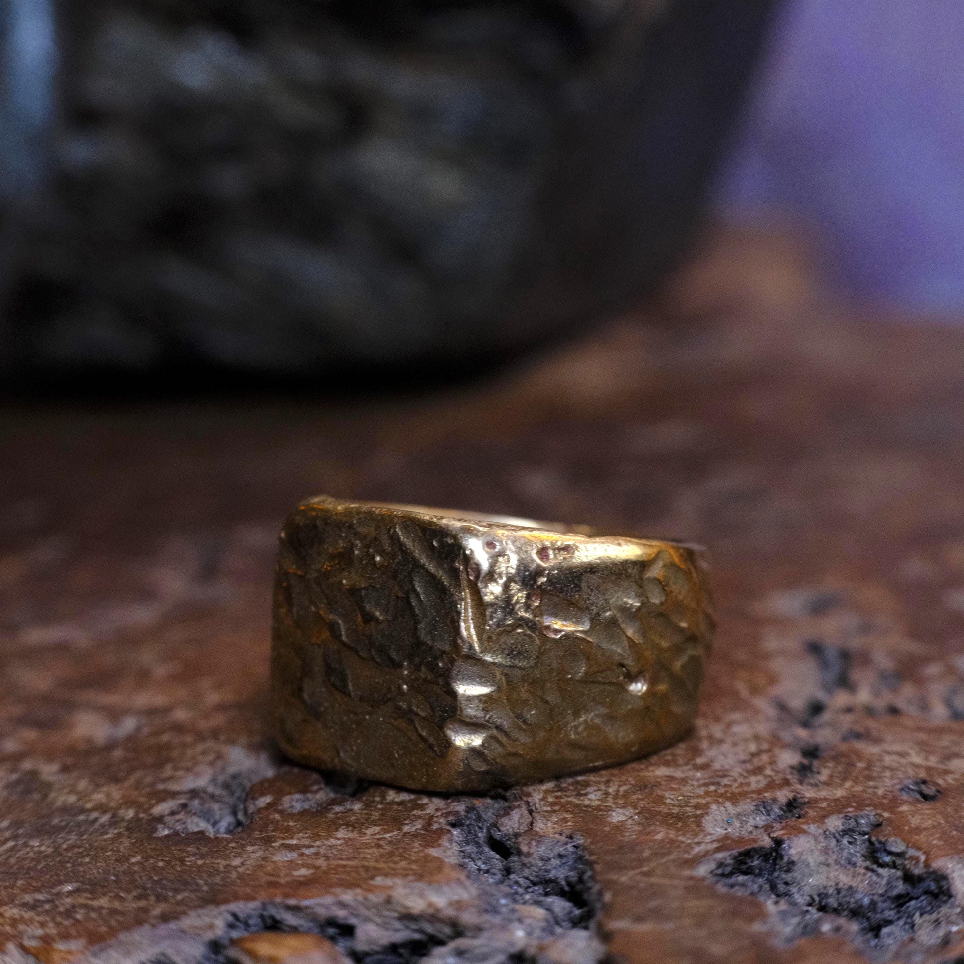 Chunky Textured Signet Rings in Sterling Silver or Brass US Size 7