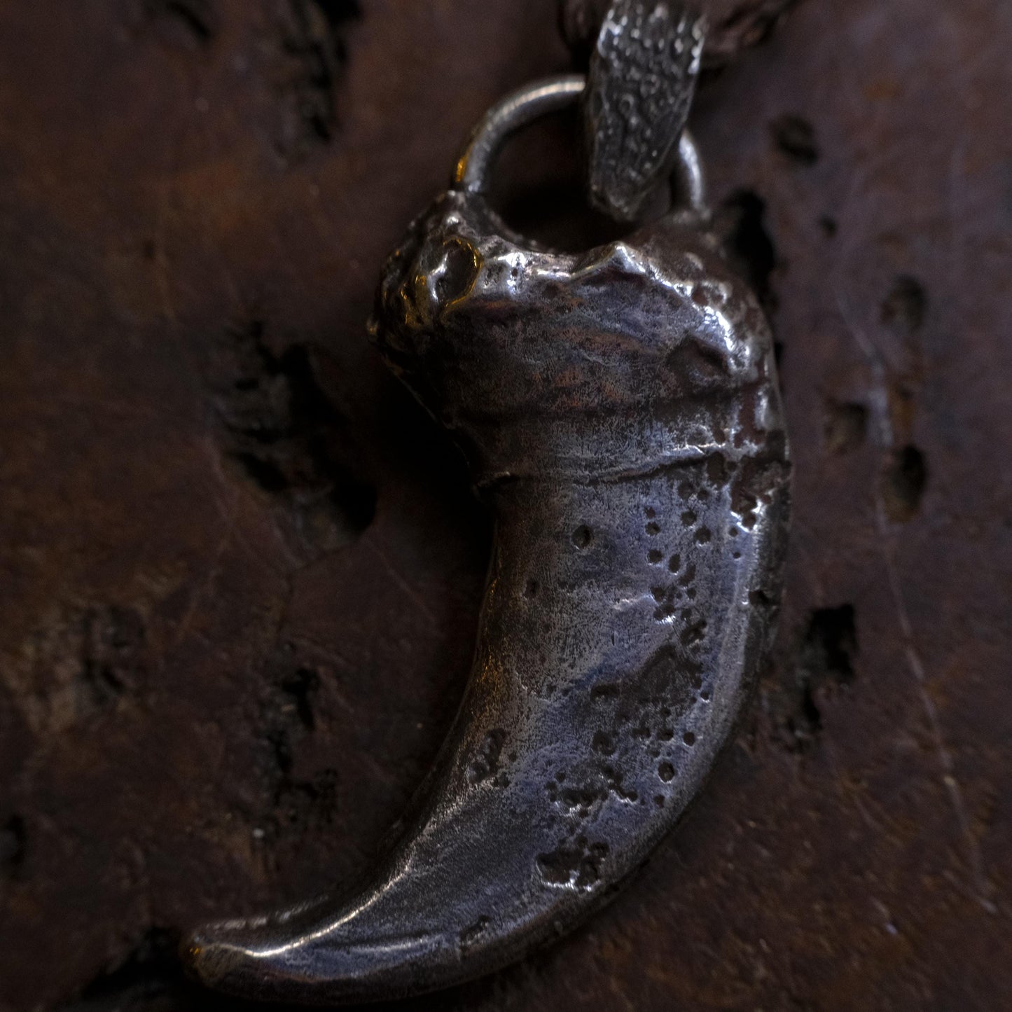 Sterling Silver Bear Claw Pendant with Adjustable Hand Woven Style Necklace