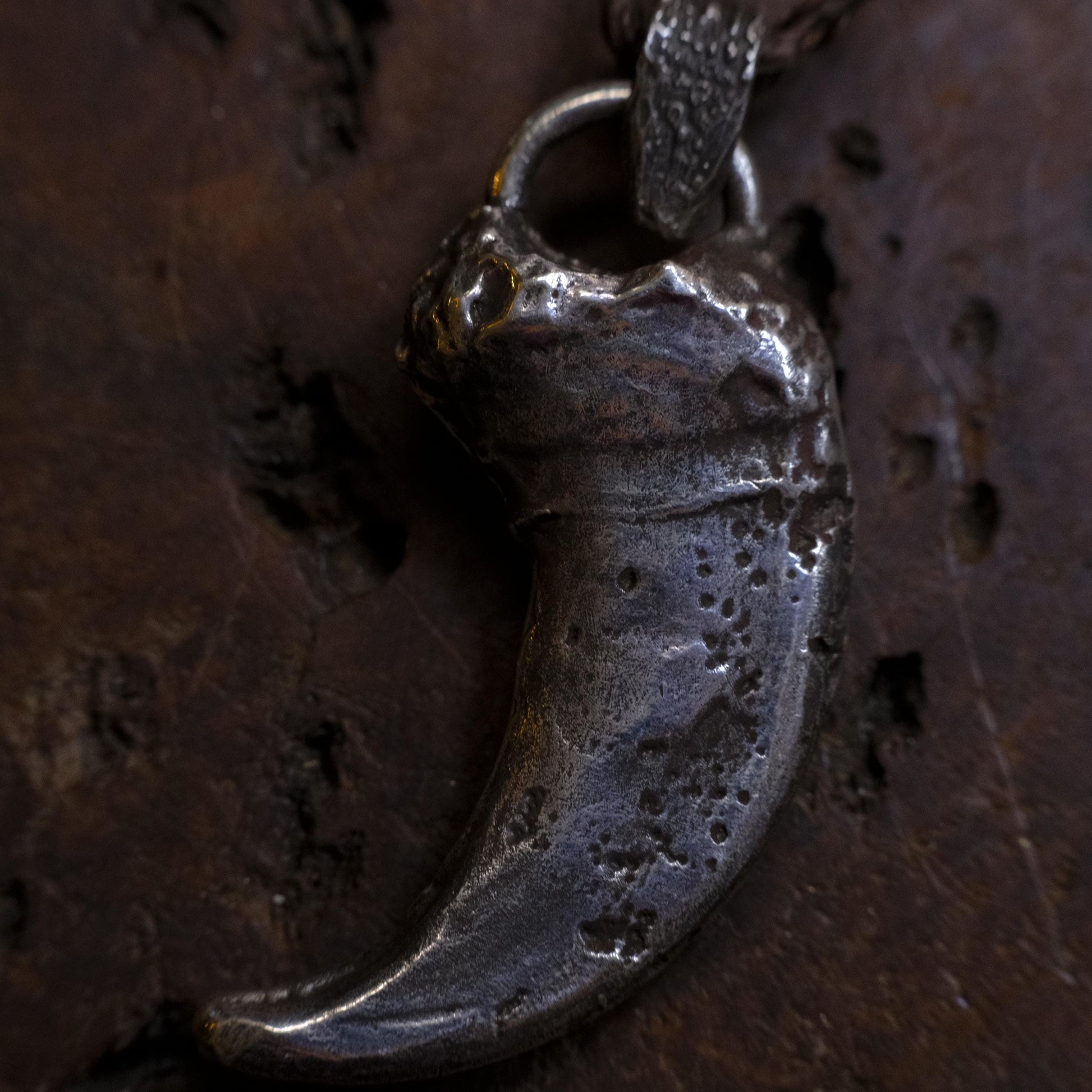 Sterling Silver Bear Claw Pendant with Adjustable Hand Woven Style Necklace