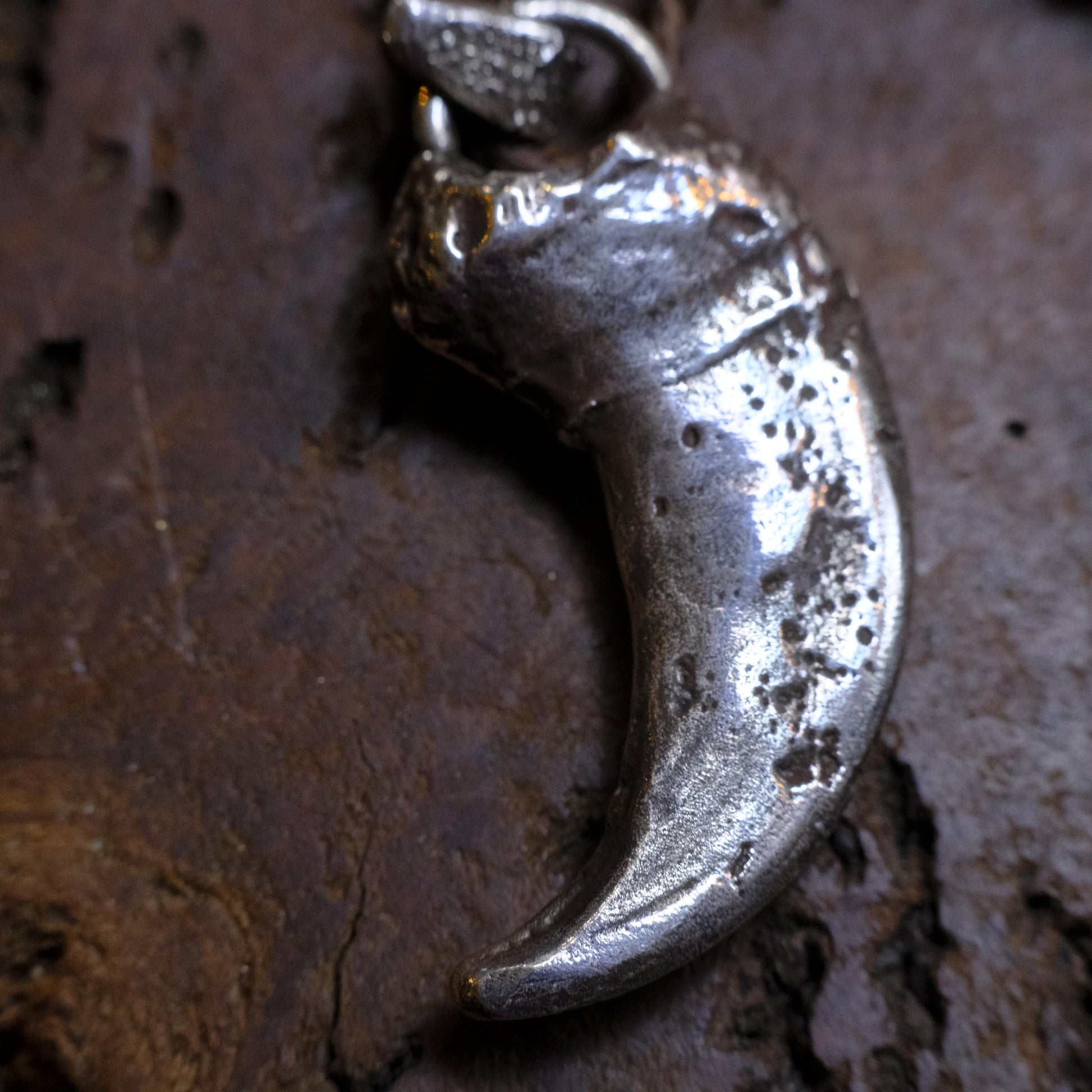 Sterling Silver Bear Claw Pendant with Adjustable Hand Woven Style Necklace