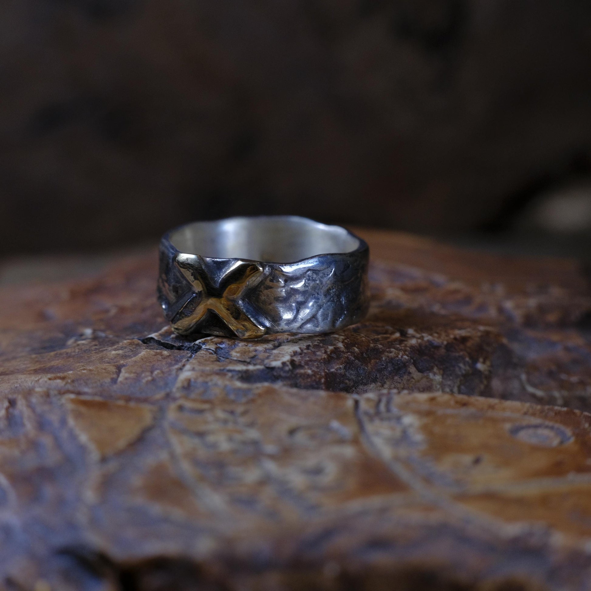 OOAK 9ct Gold and Sterling Silver Handcrafted Ring in US Size 10.75