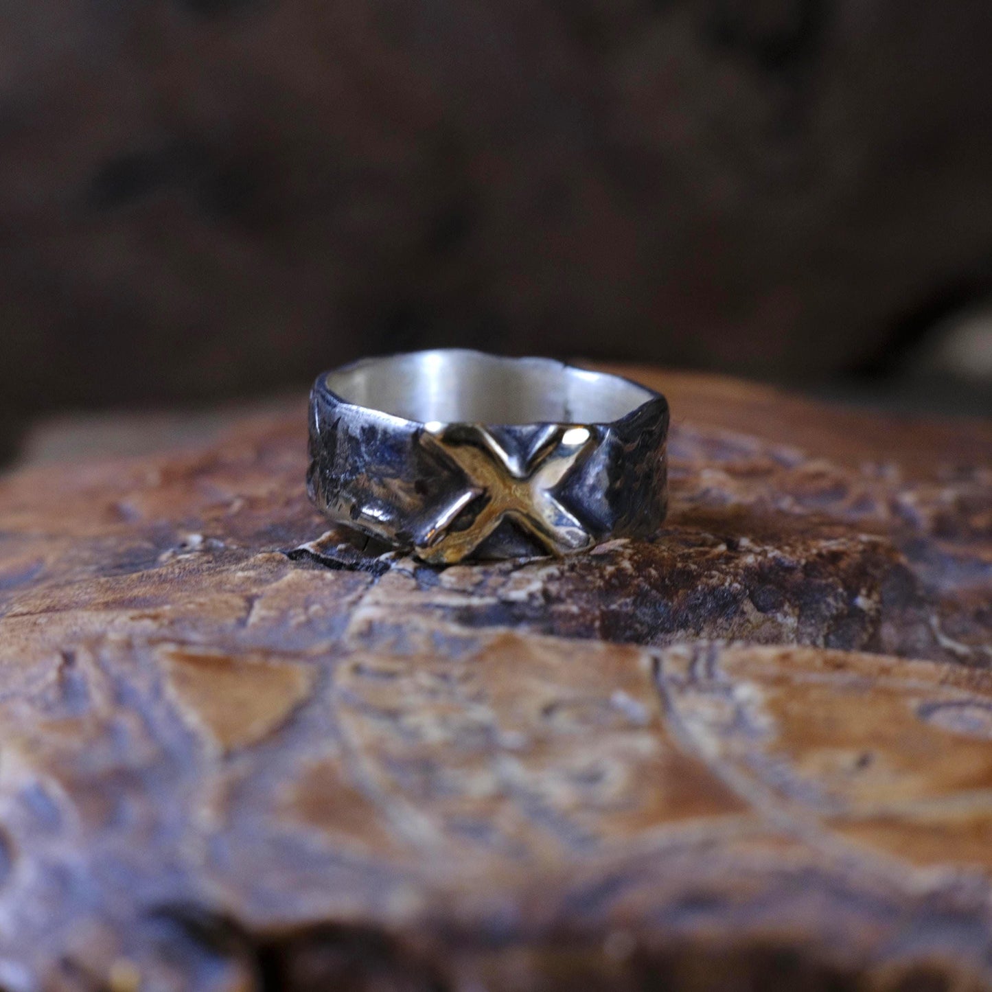 OOAK 9ct Gold and Sterling Silver Handcrafted Ring in US Size 10.75