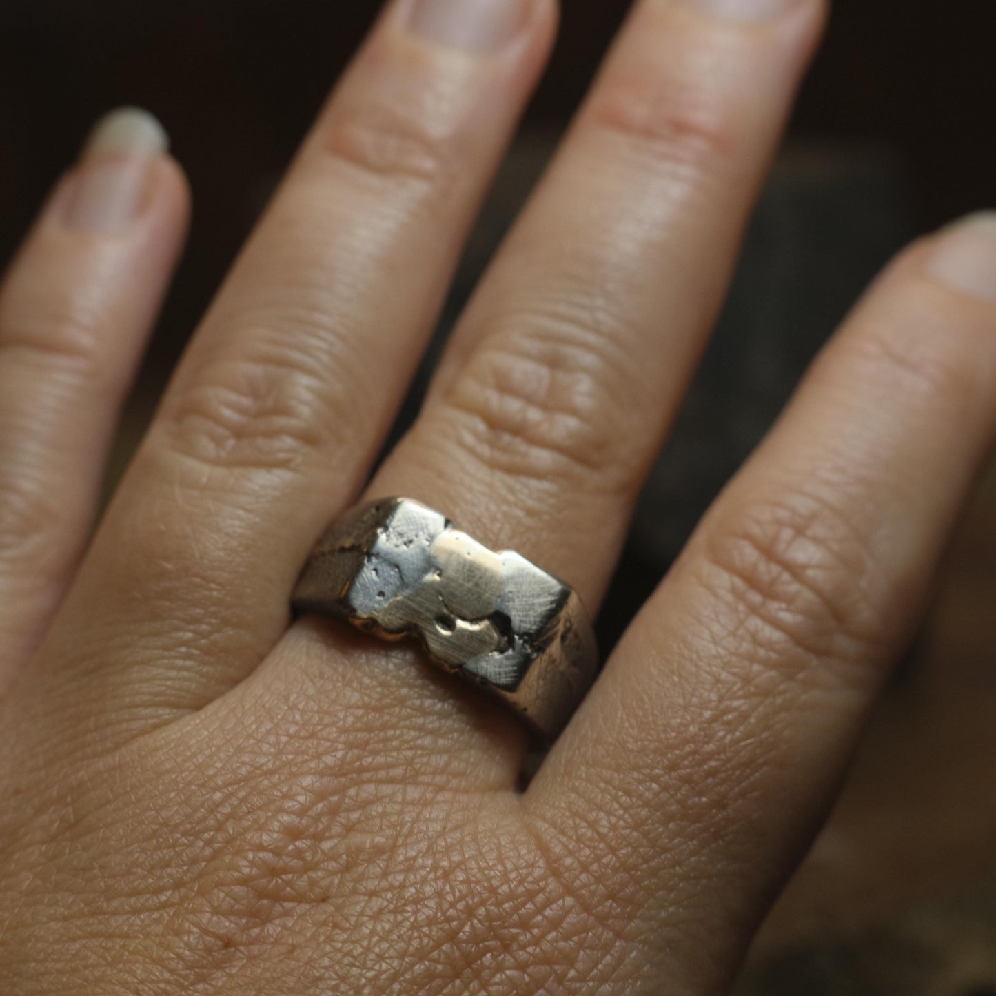 Handcrafted 9ct Yellow Gold and Sterling Silver Signet ring US Size 9.5