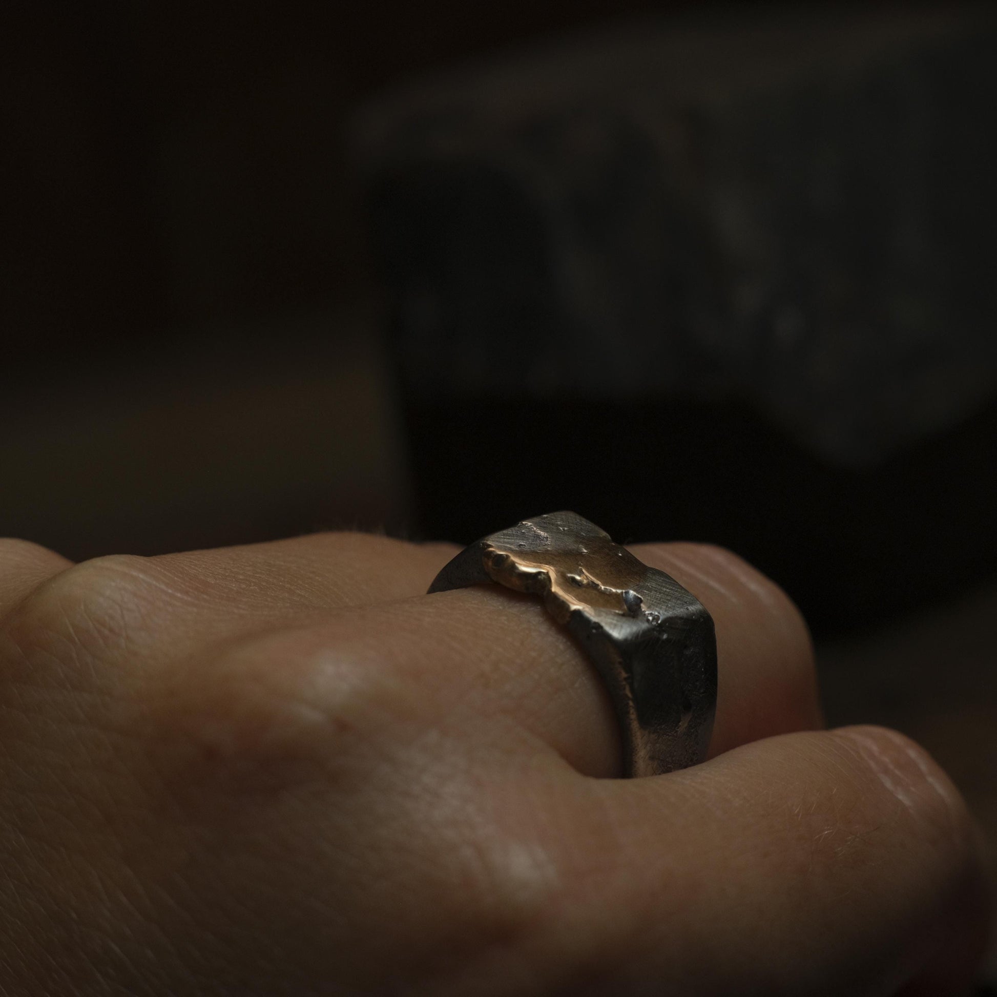 Handcrafted 9ct Yellow Gold and Sterling Silver Signet ring US Size 9.5