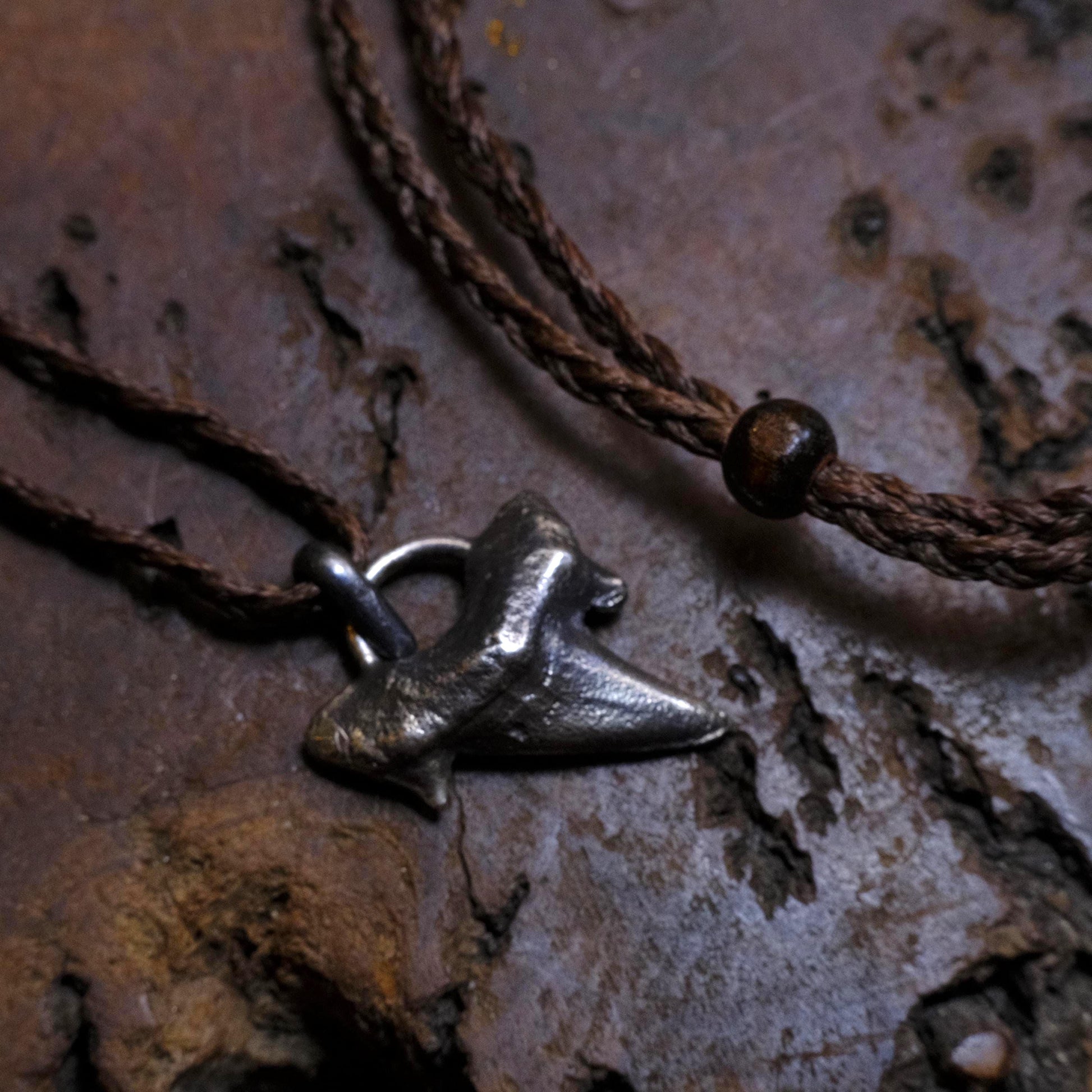 Sterling Silver Shark Tooth Pendant on Adjustable Cord Necklace