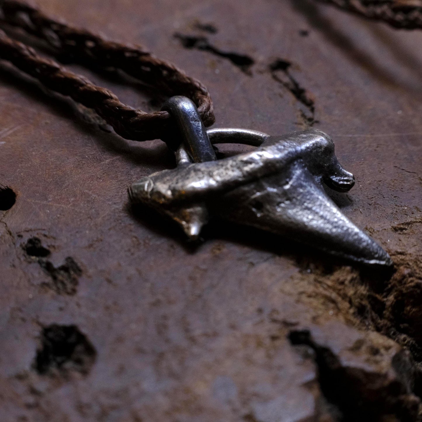 Sterling Silver Shark Tooth Pendant on Adjustable Cord Necklace