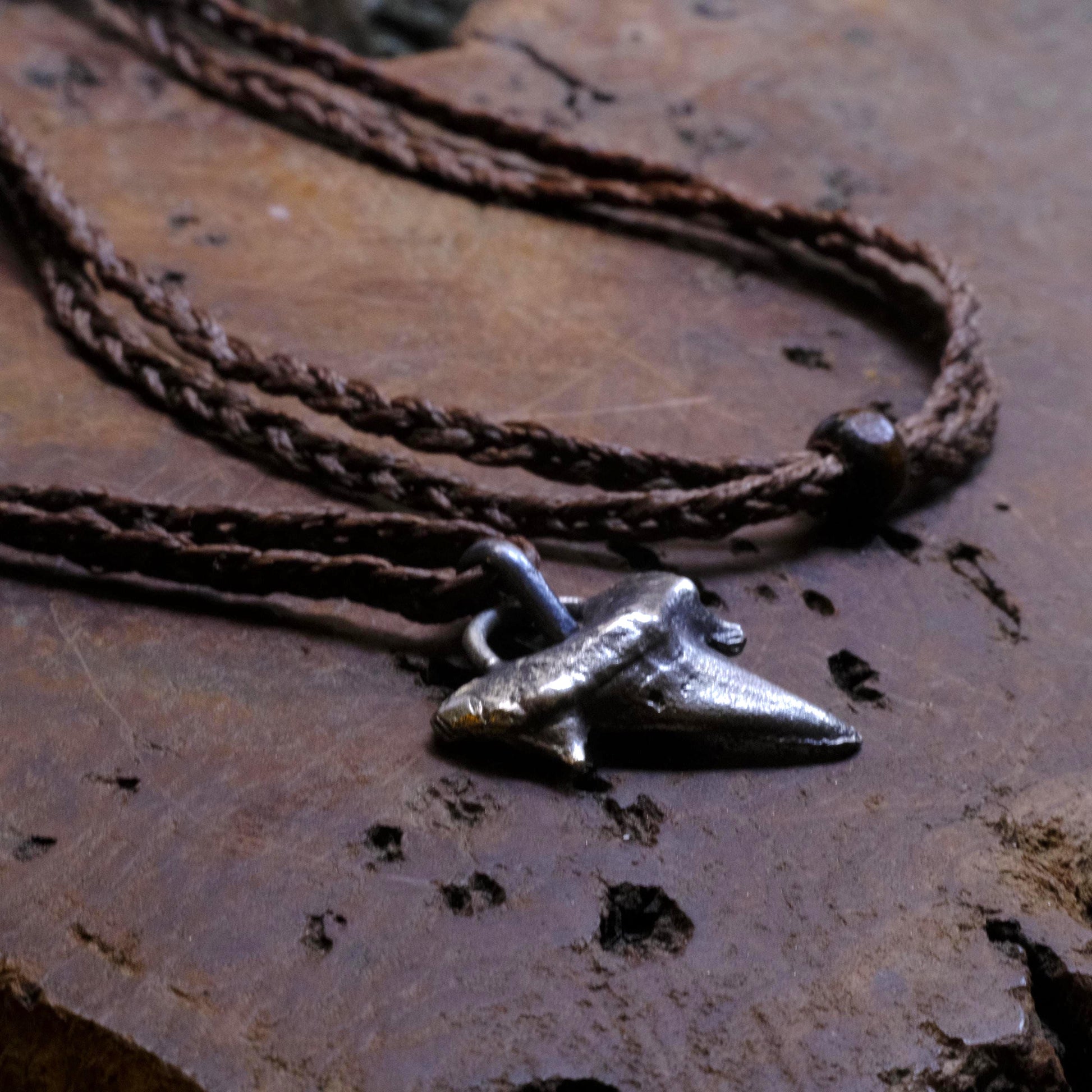 Sterling Silver Shark Tooth Pendant on Adjustable Cord Necklace