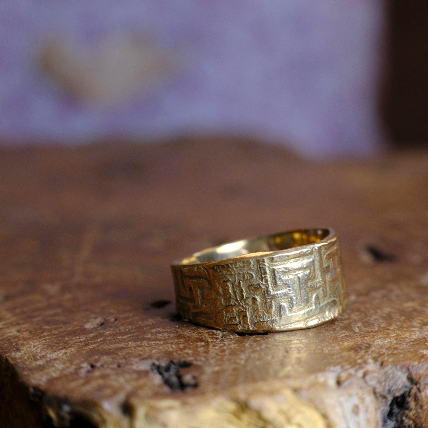 Geometric Design 9ct Yellow Gold Ring US Size 10.5