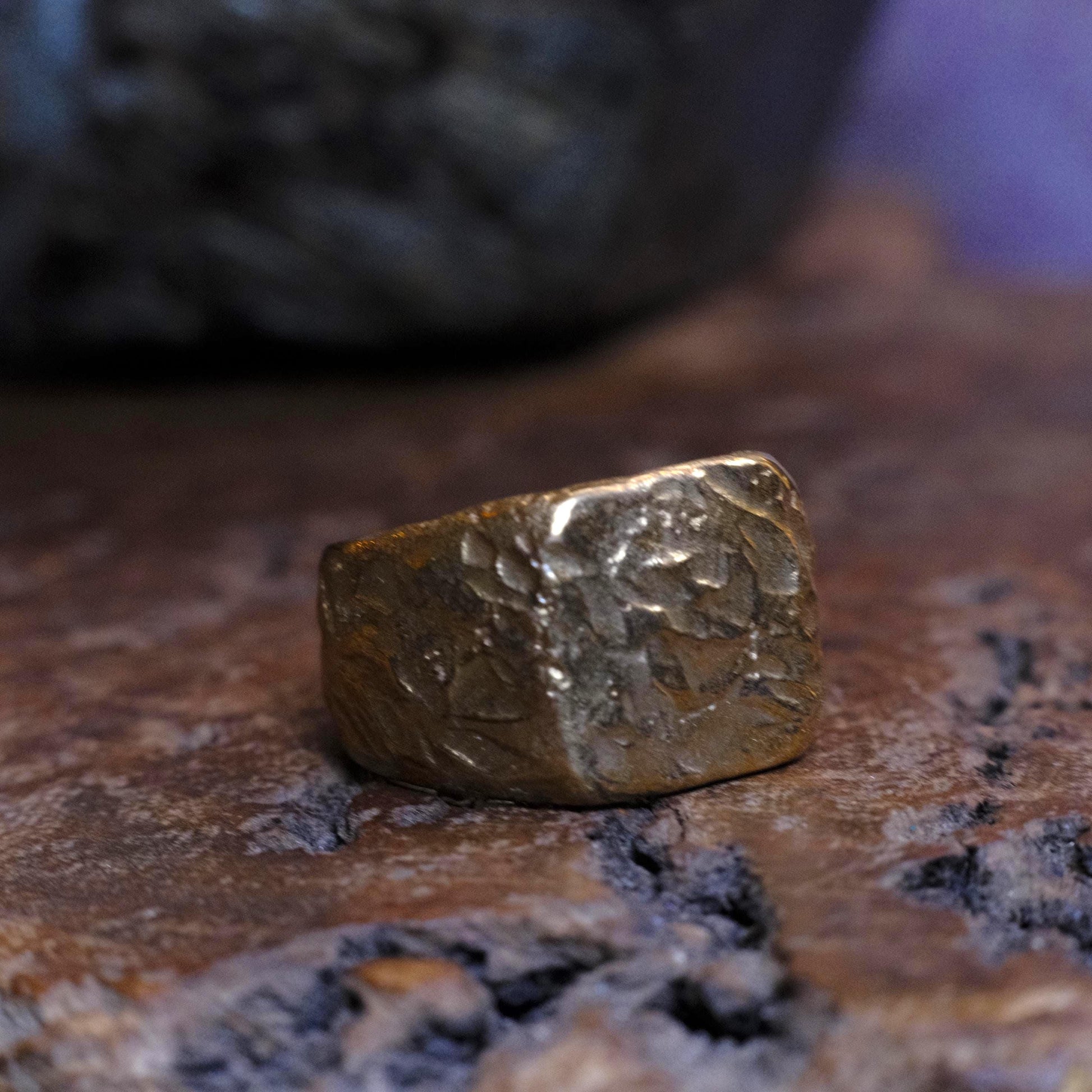 Chunky Textured Signet Rings in Sterling Silver or Brass US Size 7