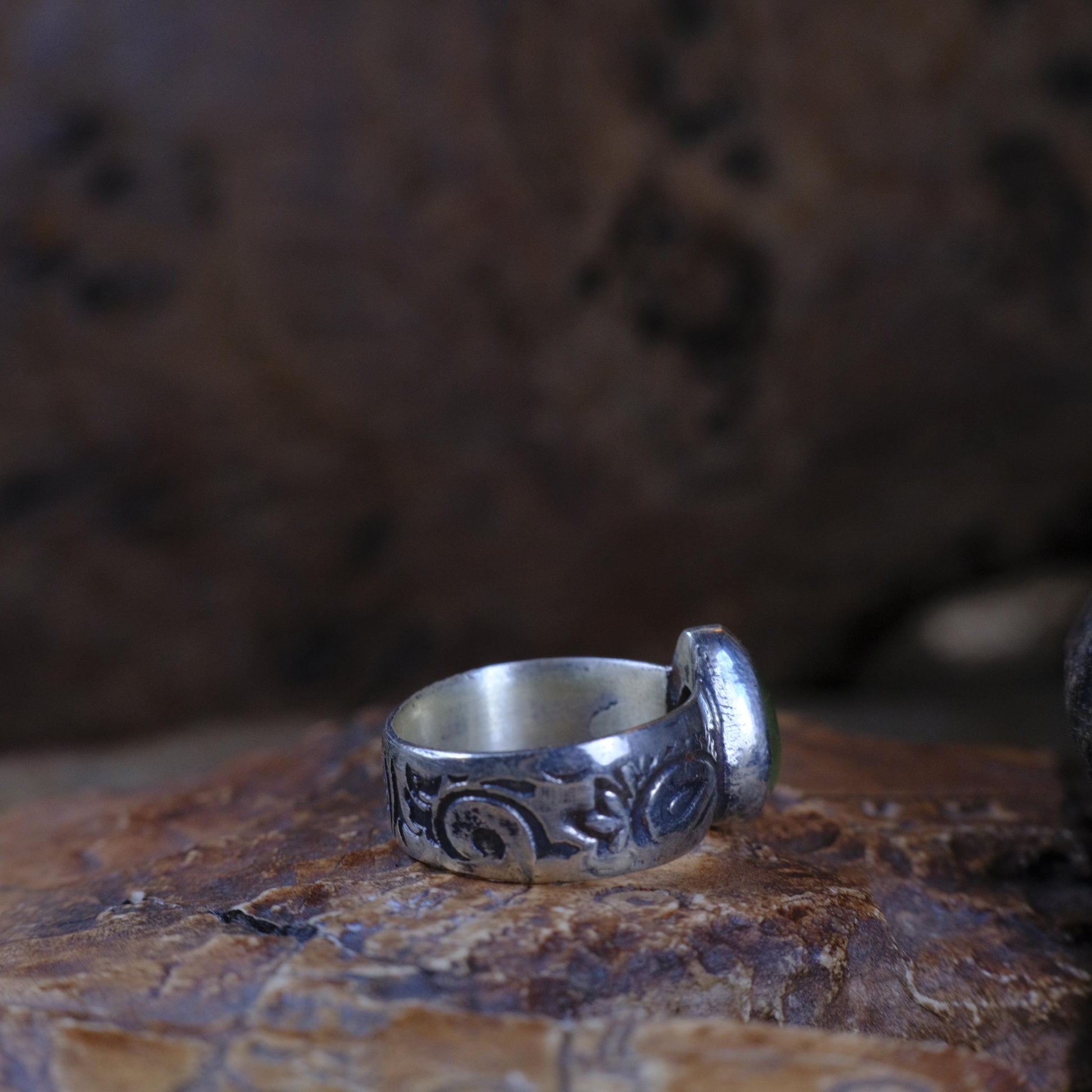 Prehnite and Sterling Silver Handmade Ring in US Size 7.75