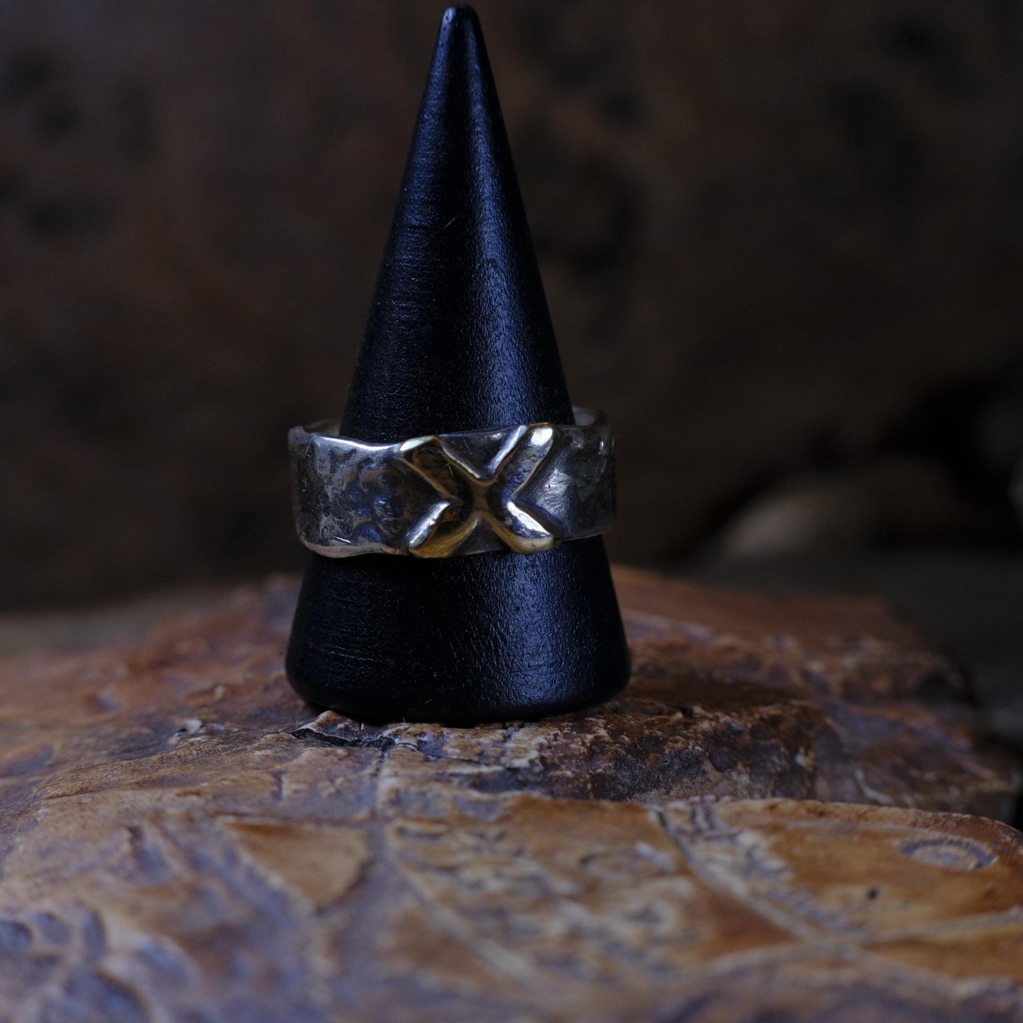 OOAK 9ct Gold and Sterling Silver Handcrafted Ring in US Size 10.75