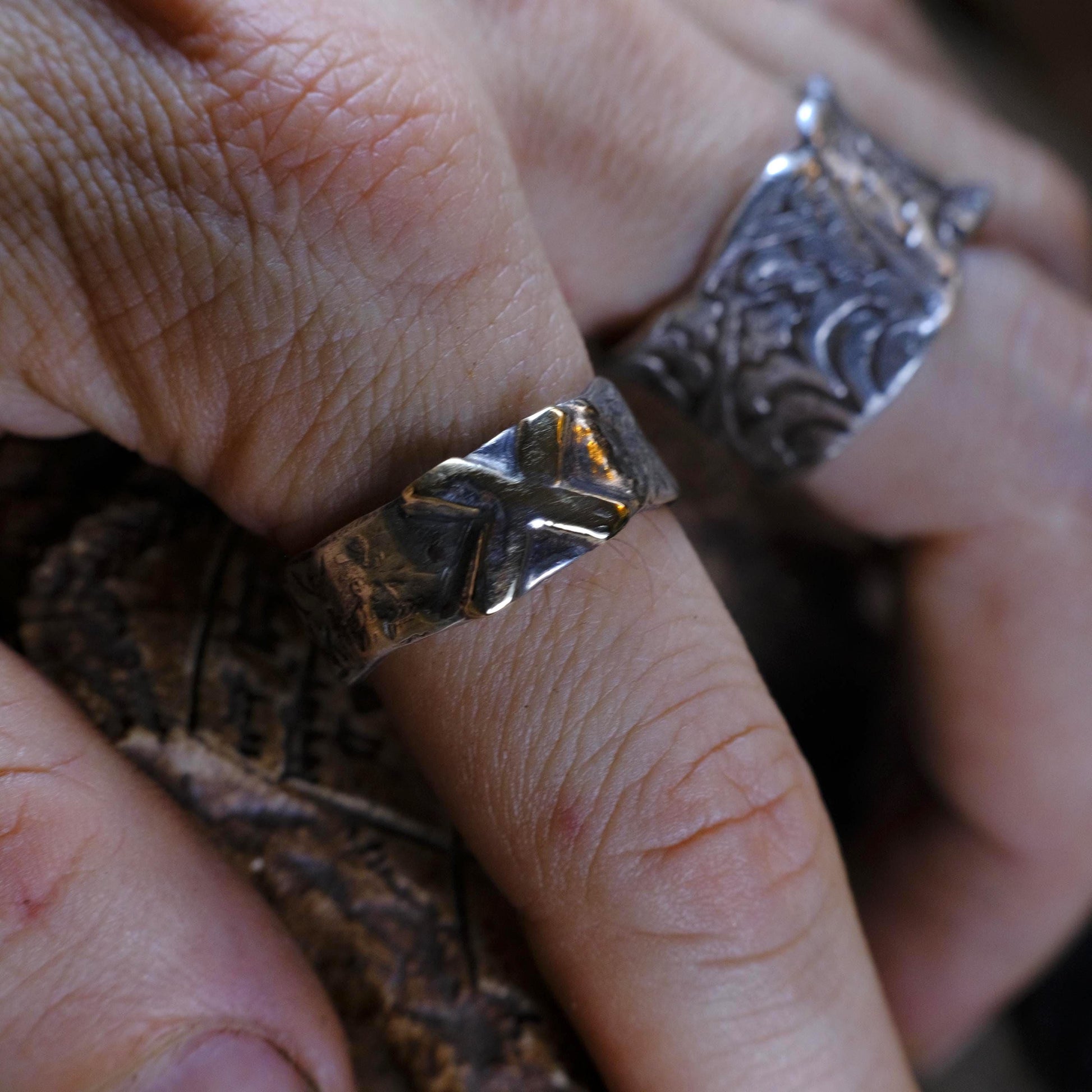 OOAK 9ct Gold and Sterling Silver Handcrafted Ring in US Size 10.75