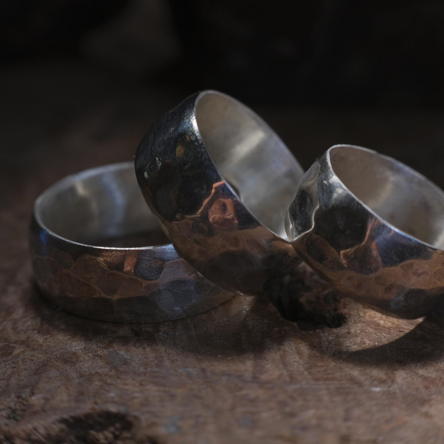 Wide Band Hammered Sterling Silver Ring Custom Made to Size