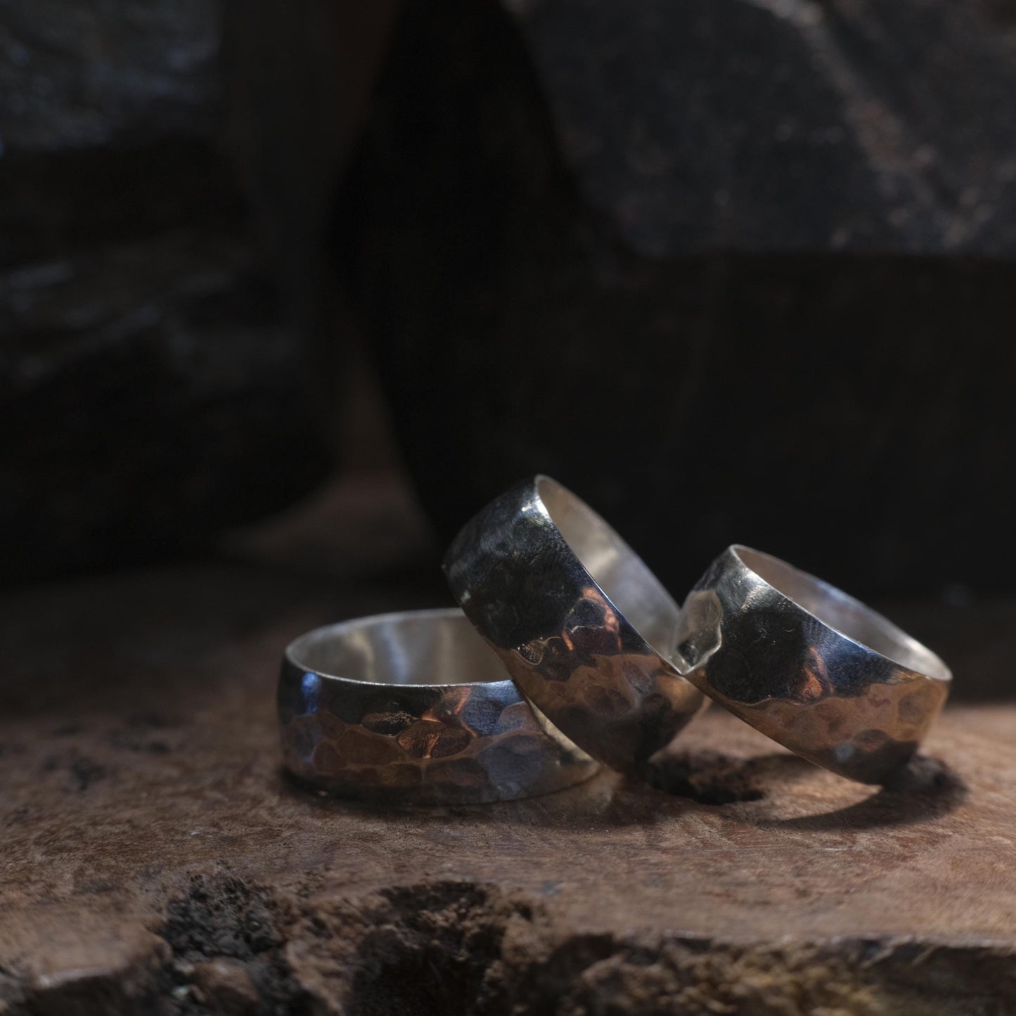 Wide Band Hammered Sterling Silver Ring Custom Made to Size