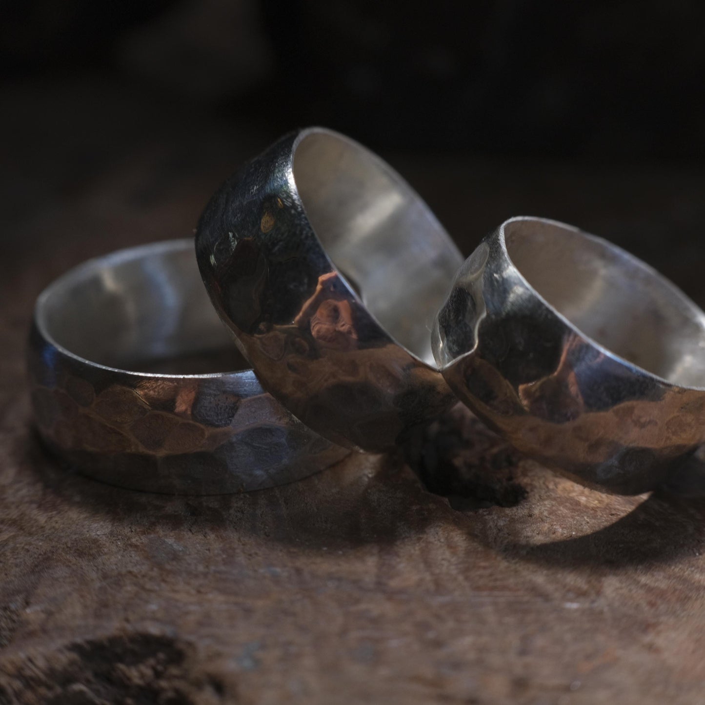 Wide Band Hammered Sterling Silver Ring Custom Made to Size