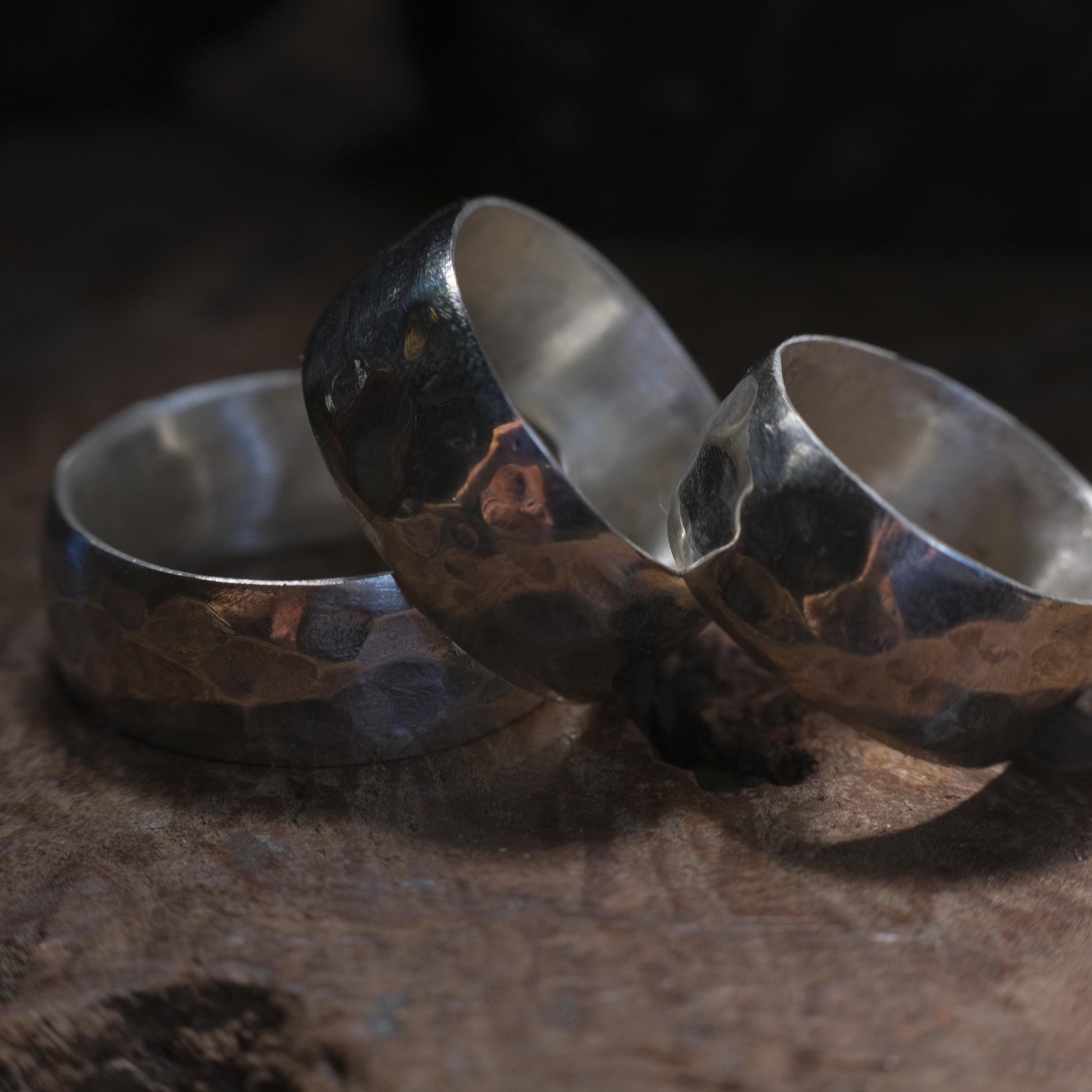 Wide Band Hammered Sterling Silver Ring Custom Made to Size