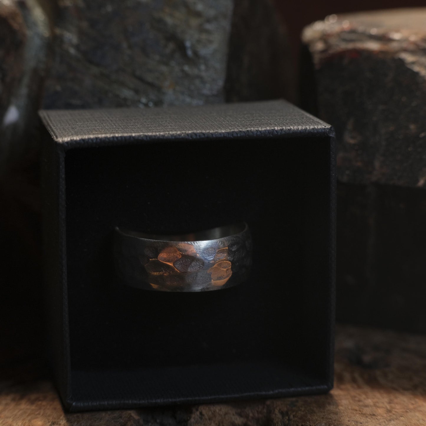 Wide Band Hammered Sterling Silver Ring Custom Made to Size